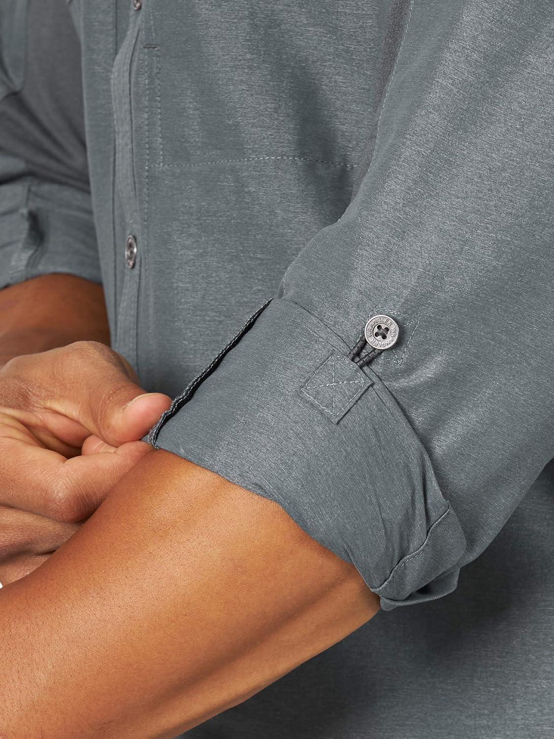 imageATG by Wrangler Mens Long Sleeve Mixed Material ShirtGrey