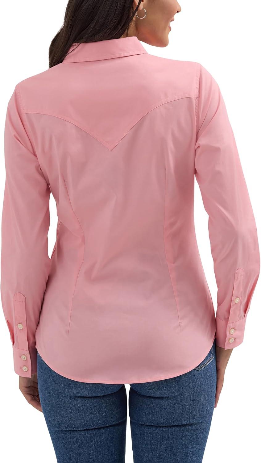 imageWomens Retro Long Sleeve Cool Blue Solid Western ShirtPink
