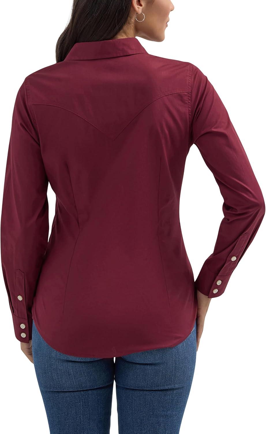 imageWomens Retro Long Sleeve Cool Blue Solid Western ShirtWine