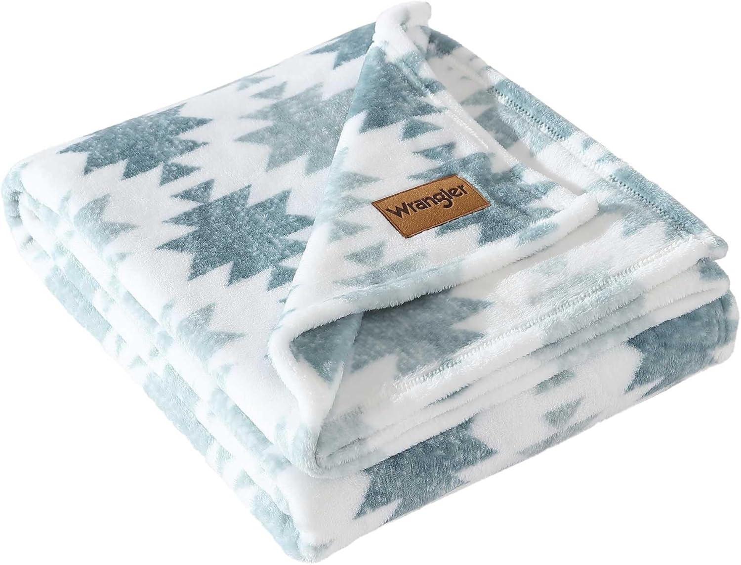 imageWrangler Throw Blanket Soft Plush Fleece Bedding Yellowstone Inspired Western Decor for Bed or Couch Canyon Ikat Blue 50quot x 60quotCanyon Ikat Blue