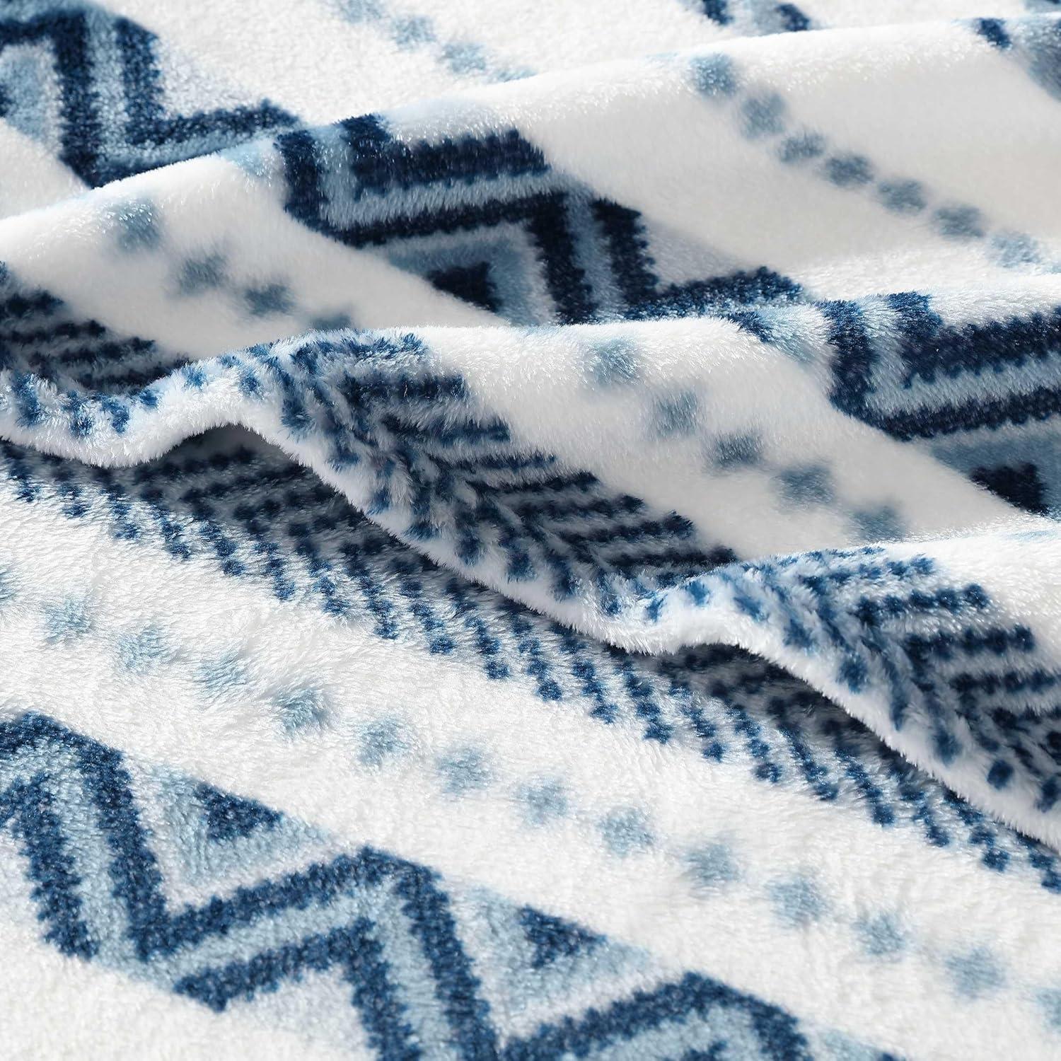 imageWrangler Throw Blanket Soft Plush Fleece Bedding Yellowstone Inspired Western Decor for Bed or Couch Canyon Ikat Blue 50quot x 60quotDiamond Trail Blue