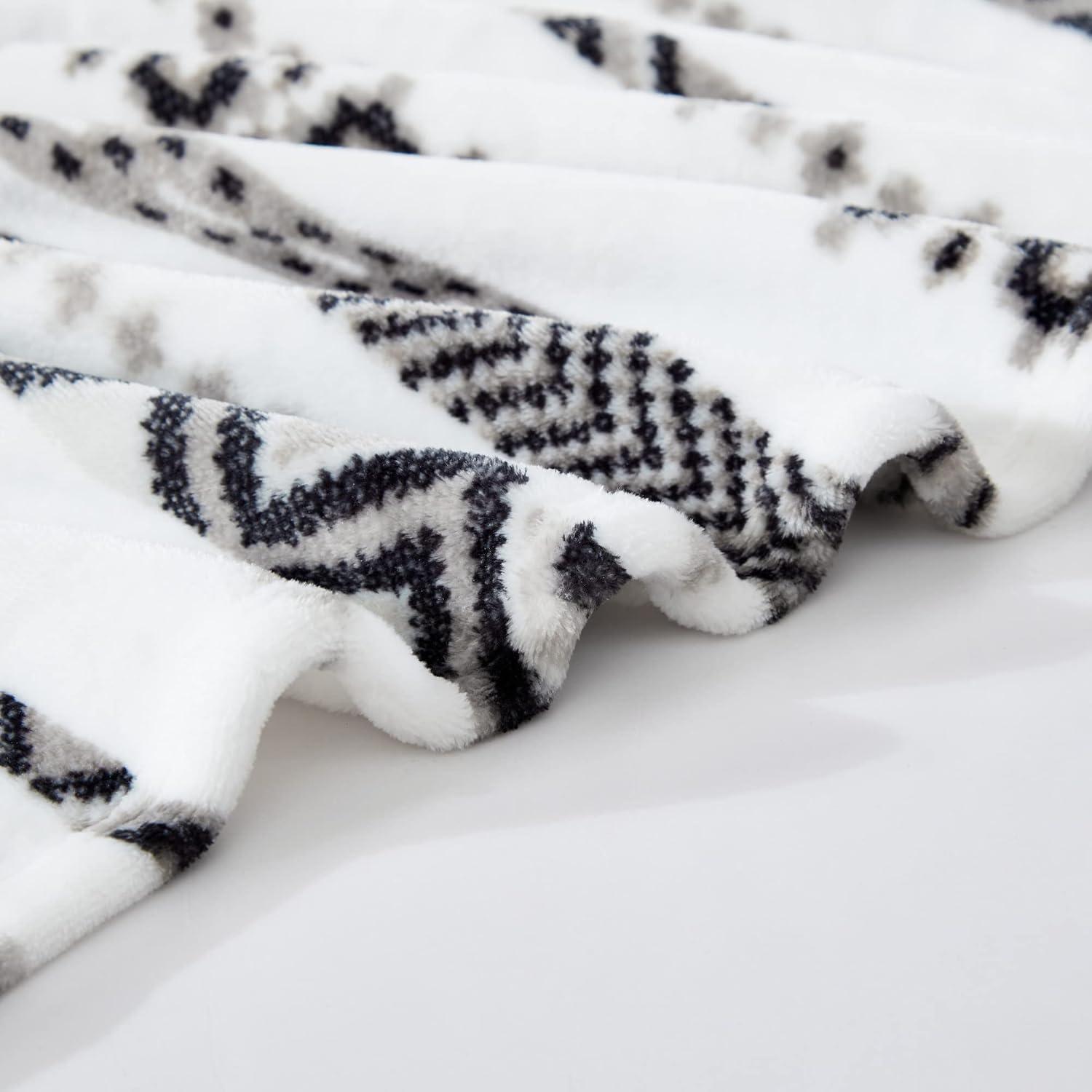 imageWrangler Throw Blanket Soft Plush Fleece Bedding Yellowstone Inspired Western Decor for Bed or Couch Canyon Ikat Blue 50quot x 60quotDiamond Trail Black