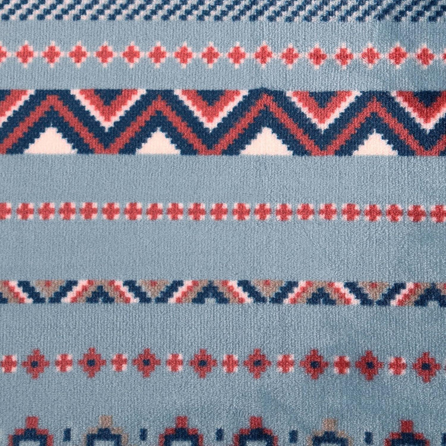 imageWrangler Throw Blanket Soft Plush Fleece Bedding Yellowstone Inspired Western Decor for Bed or Couch Canyon Ikat Blue 50quot x 60quotDiamond Trail Light Blue