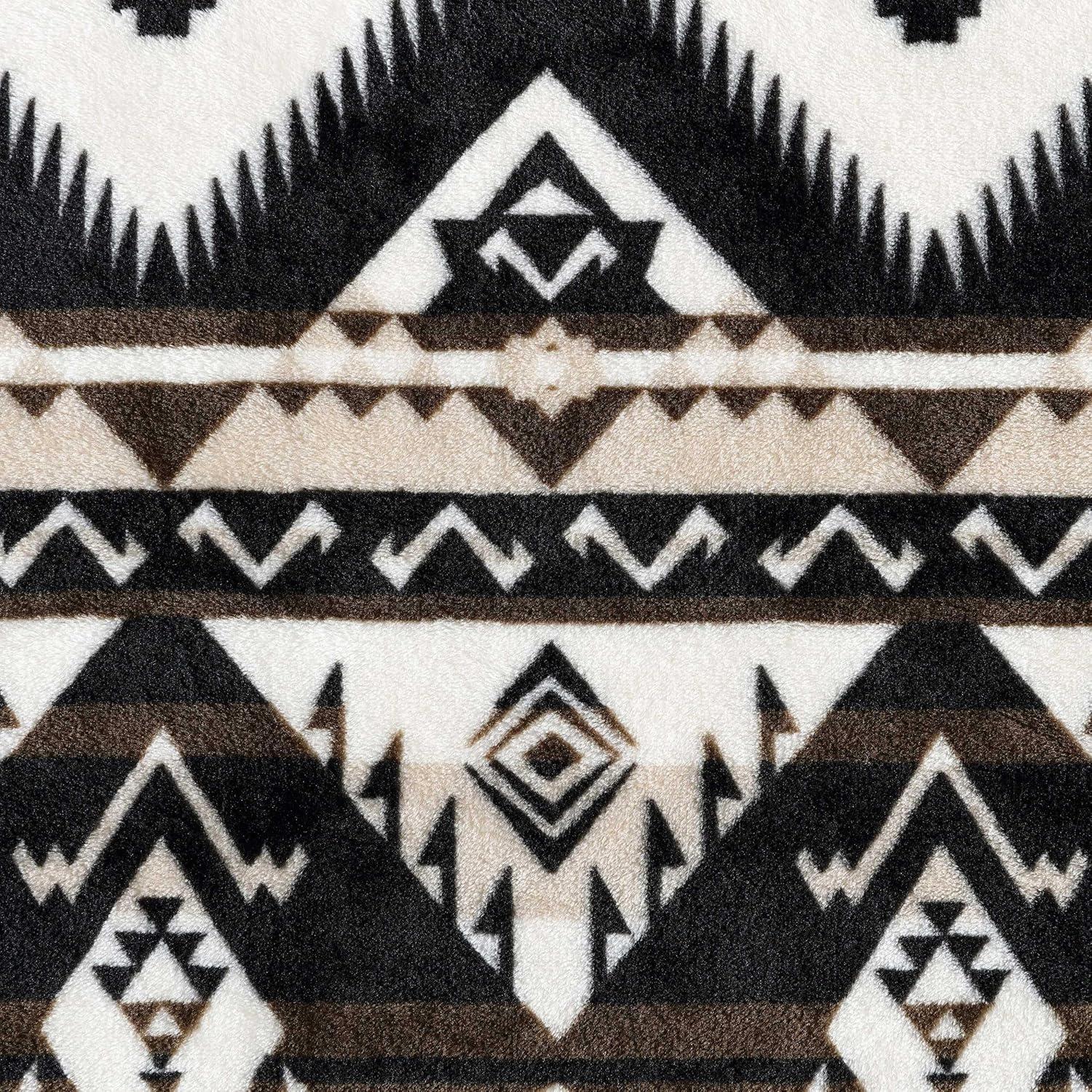 imageWrangler Throw Blanket Soft Plush Fleece Bedding Yellowstone Inspired Western Decor for Bed or Couch Canyon Ikat Blue 50quot x 60quotJesse Brown