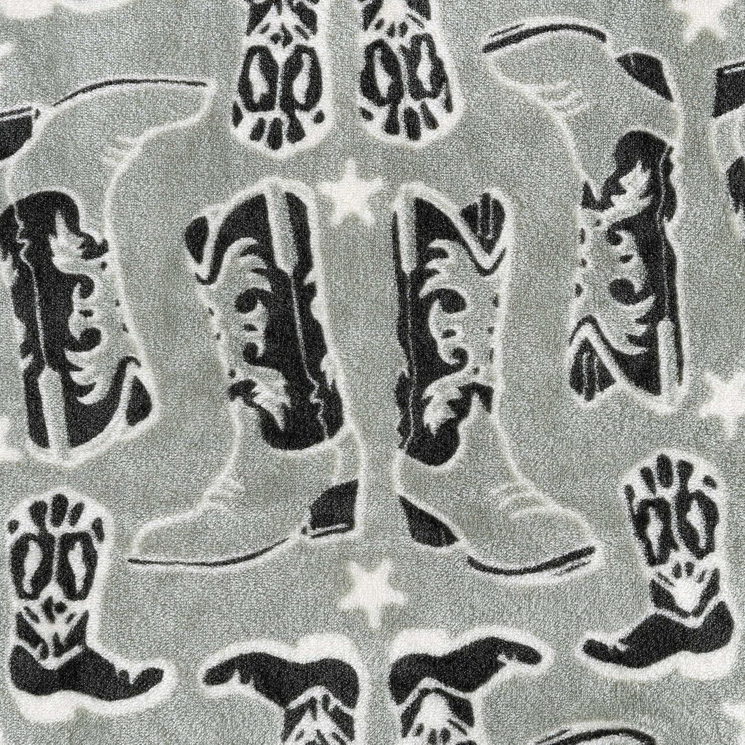 imageWrangler Throw Blanket Soft Plush Fleece Bedding Yellowstone Inspired Western Decor for Bed or Couch Canyon Ikat Blue 50quot x 60quotKnockin Boots Green