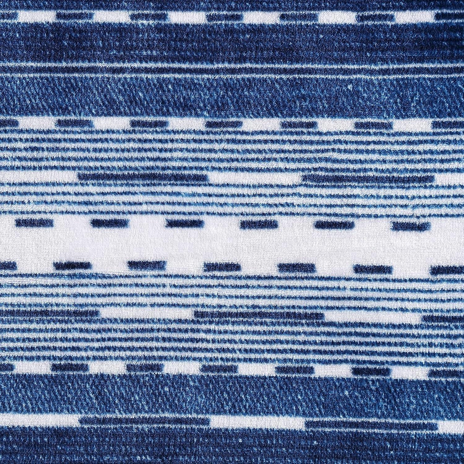 imageWrangler Throw Blanket Soft Plush Fleece Bedding Yellowstone Inspired Western Decor for Bed or Couch Canyon Ikat Blue 50quot x 60quotLogan Stripe Blue