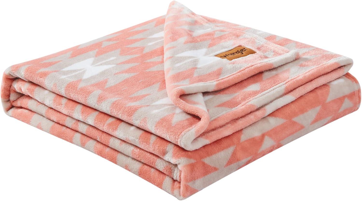 imageWrangler Throw Blanket Soft Plush Fleece Bedding Yellowstone Inspired Western Decor for Bed or Couch Canyon Ikat Blue 50quot x 60quotNavajo Khaki