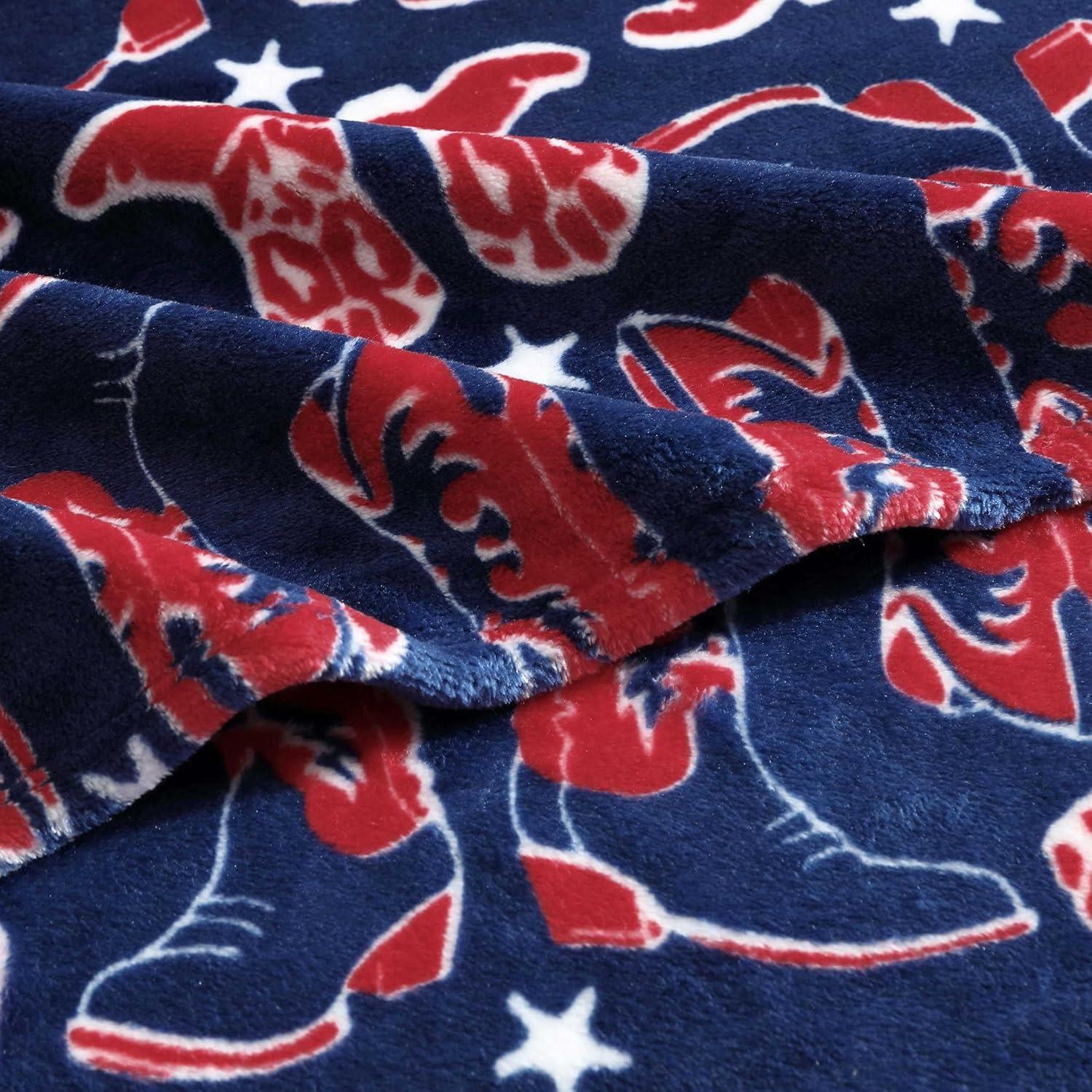 imageWrangler Throw Blanket Soft Plush Fleece Bedding Yellowstone Inspired Western Decor for Bed or Couch Knocking Boots Blue 50quot x 70quotKnocking Boots Blue