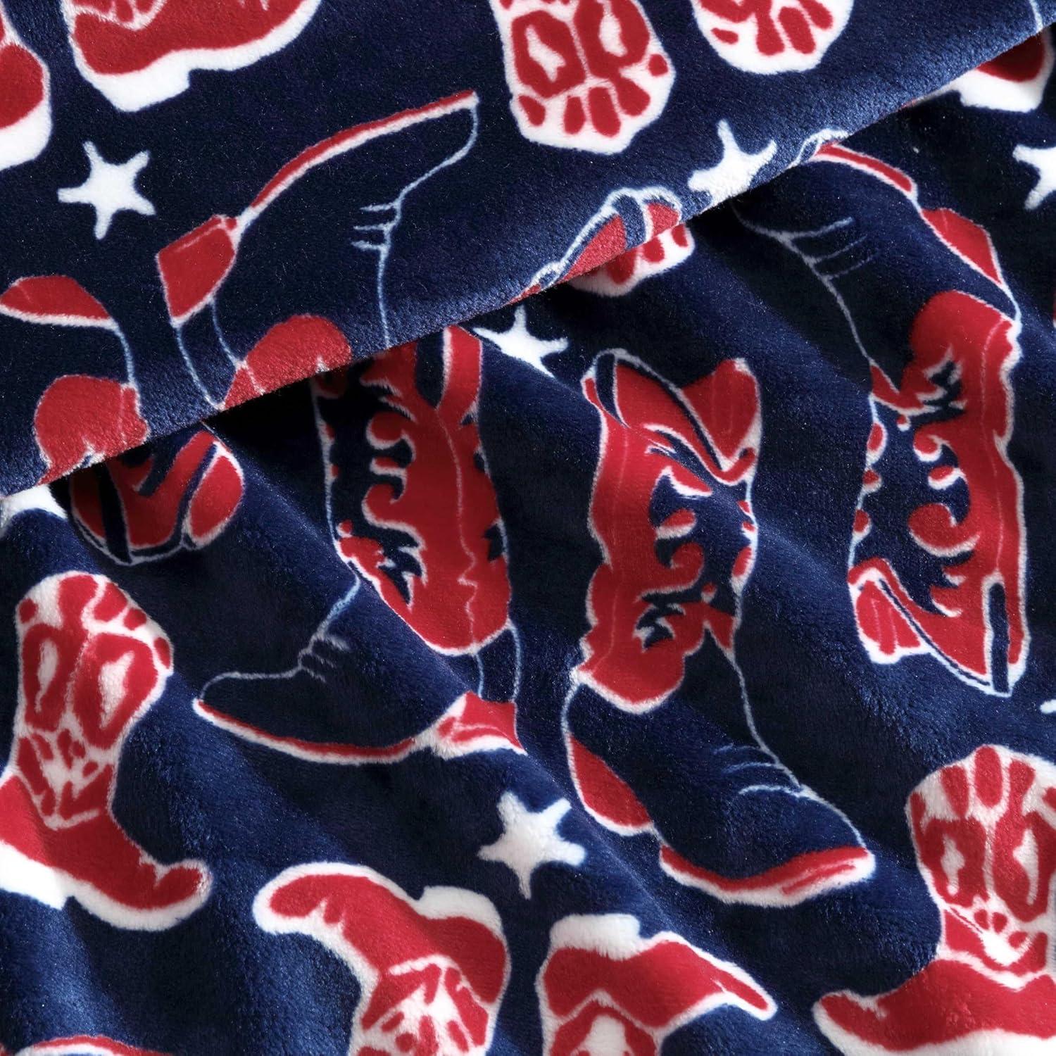 imageWrangler Throw Blanket Soft Plush Fleece Bedding Yellowstone Inspired Western Decor for Bed or Couch Knocking Boots Blue 50quot x 70quotKnocking Boots Blue