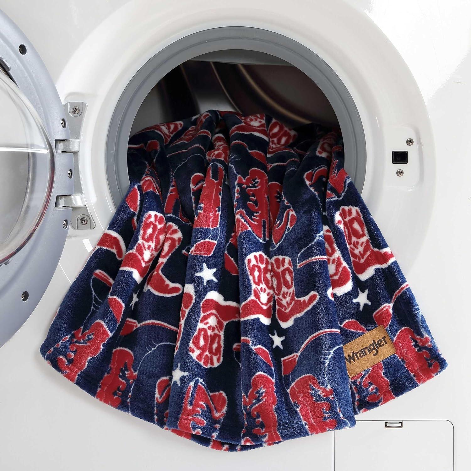 imageWrangler Throw Blanket Soft Plush Fleece Bedding Yellowstone Inspired Western Decor for Bed or Couch Knocking Boots Blue 50quot x 70quotKnocking Boots Blue