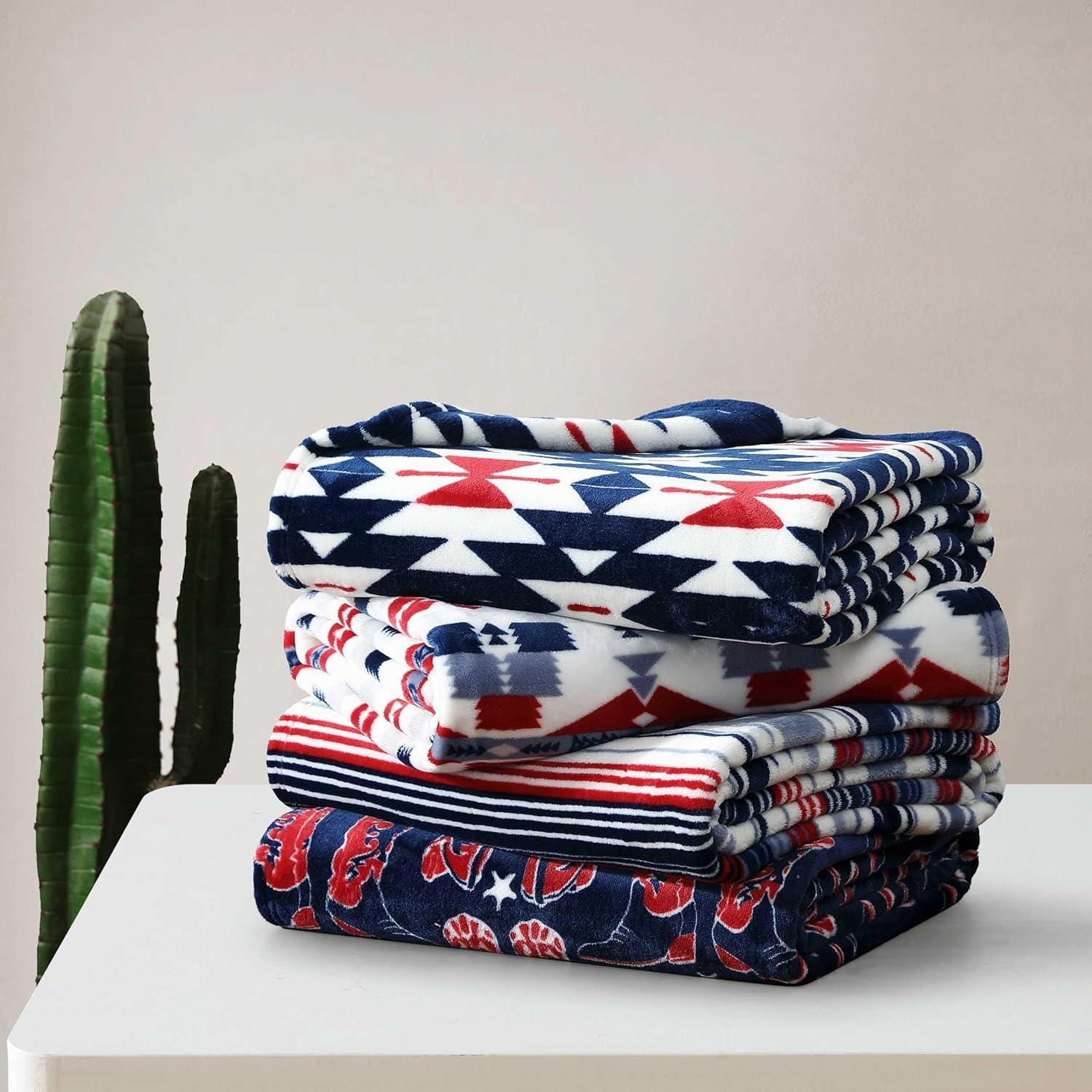 imageWrangler Throw Blanket Soft Plush Fleece Bedding Yellowstone Inspired Western Decor for Bed or Couch Knocking Boots Blue 50quot x 70quotKnocking Boots Blue