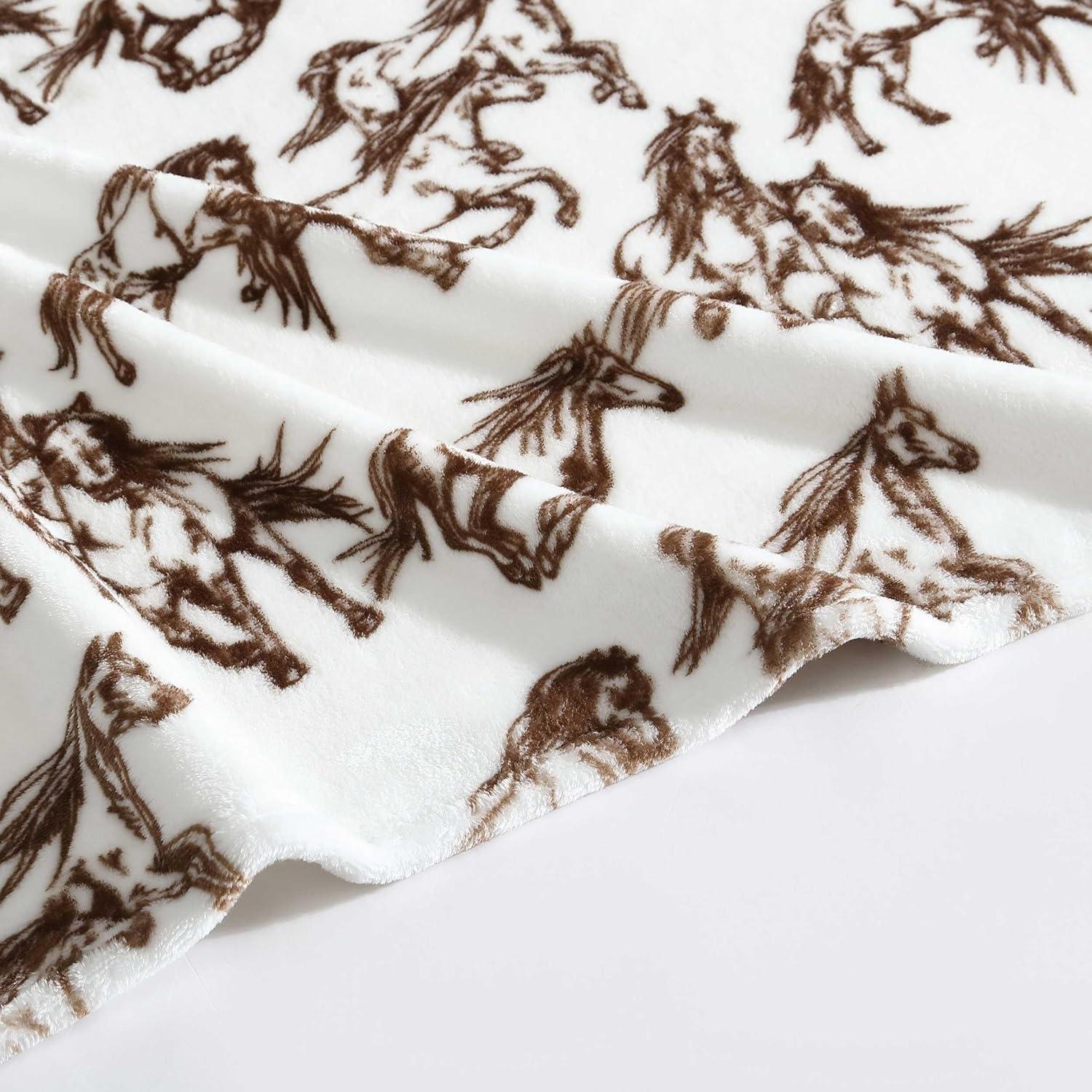 imageWrangler Throw Blanket Soft Plush Fleece Bedding Yellowstone Inspired Western Decor for Bed or Couch Knocking Boots Blue 50quot x 70quotMustangs Brown