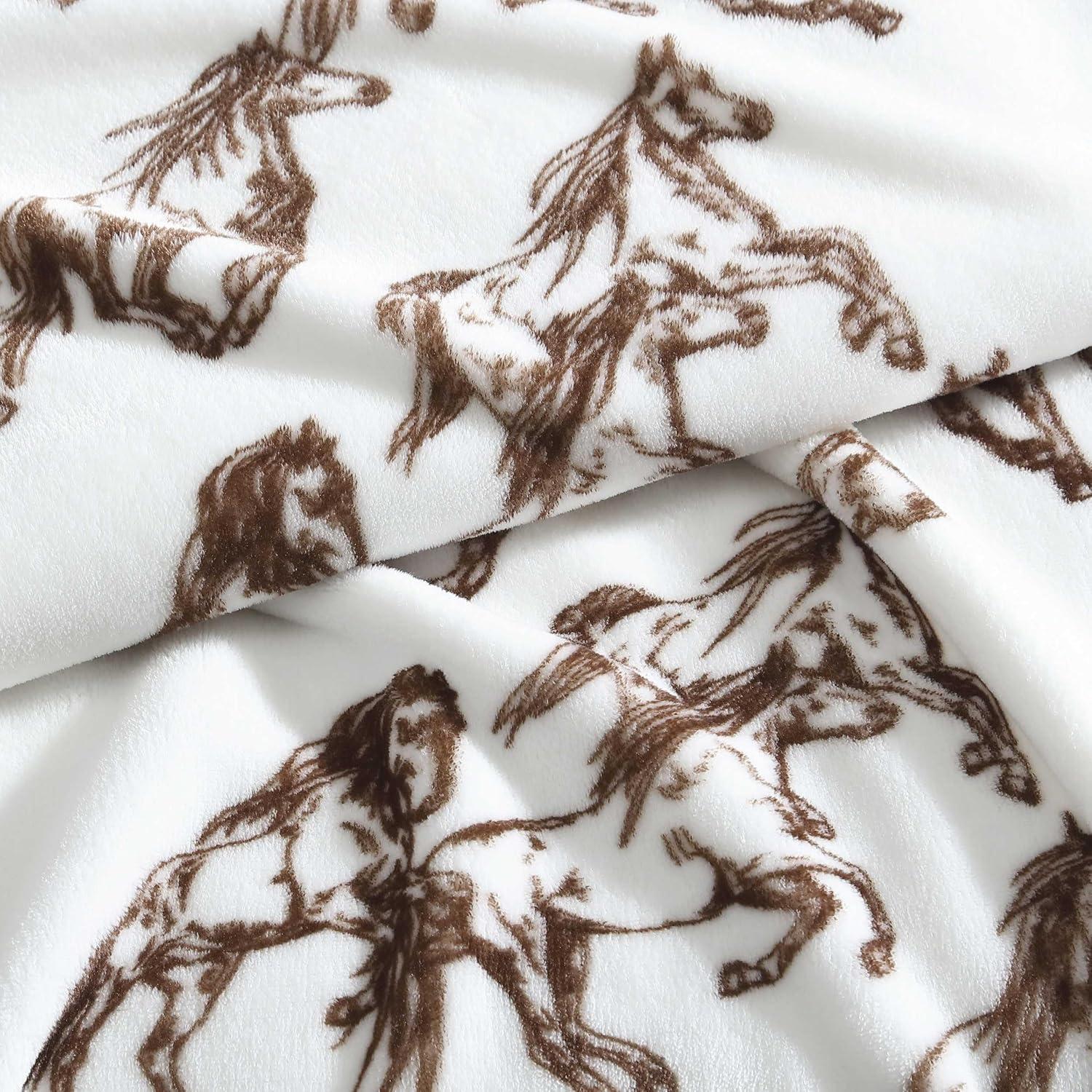 imageWrangler Throw Blanket Soft Plush Fleece Bedding Yellowstone Inspired Western Decor for Bed or Couch Knocking Boots Blue 50quot x 70quotMustangs Brown