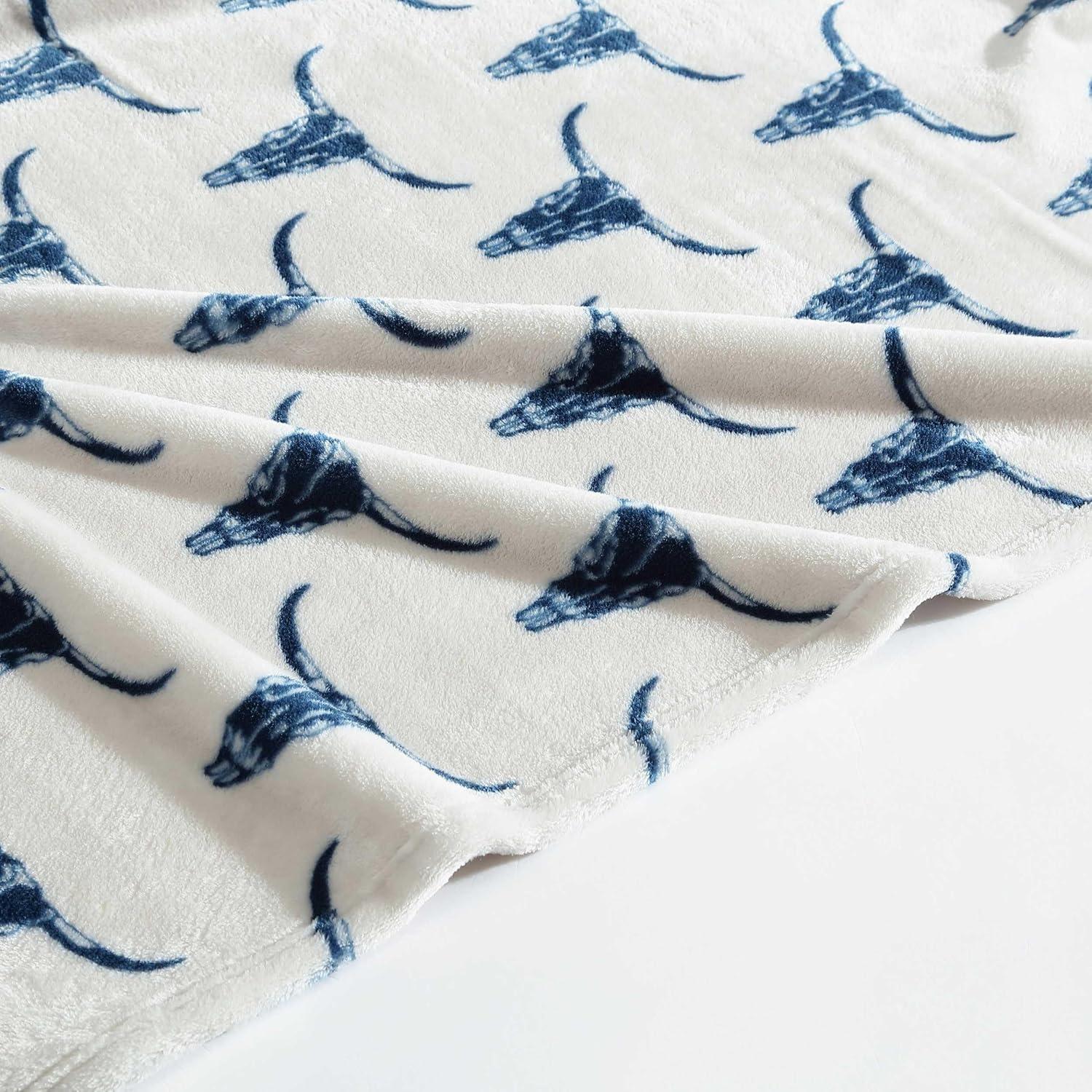 imageWrangler Throw Blanket Soft Plush Fleece Bedding Yellowstone Inspired Western Decor for Bed or Couch Knocking Boots Blue 50quot x 70quotPlains Creek Blue