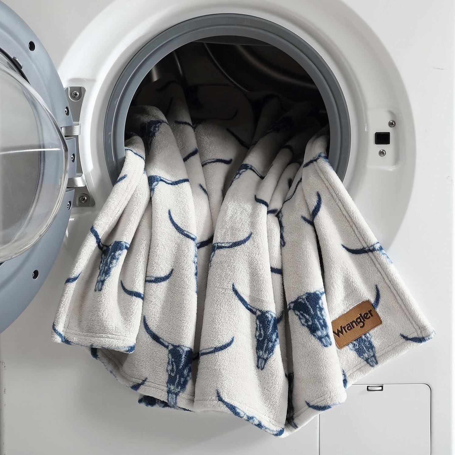 imageWrangler Throw Blanket Soft Plush Fleece Bedding Yellowstone Inspired Western Decor for Bed or Couch Knocking Boots Blue 50quot x 70quotPlains Creek Blue