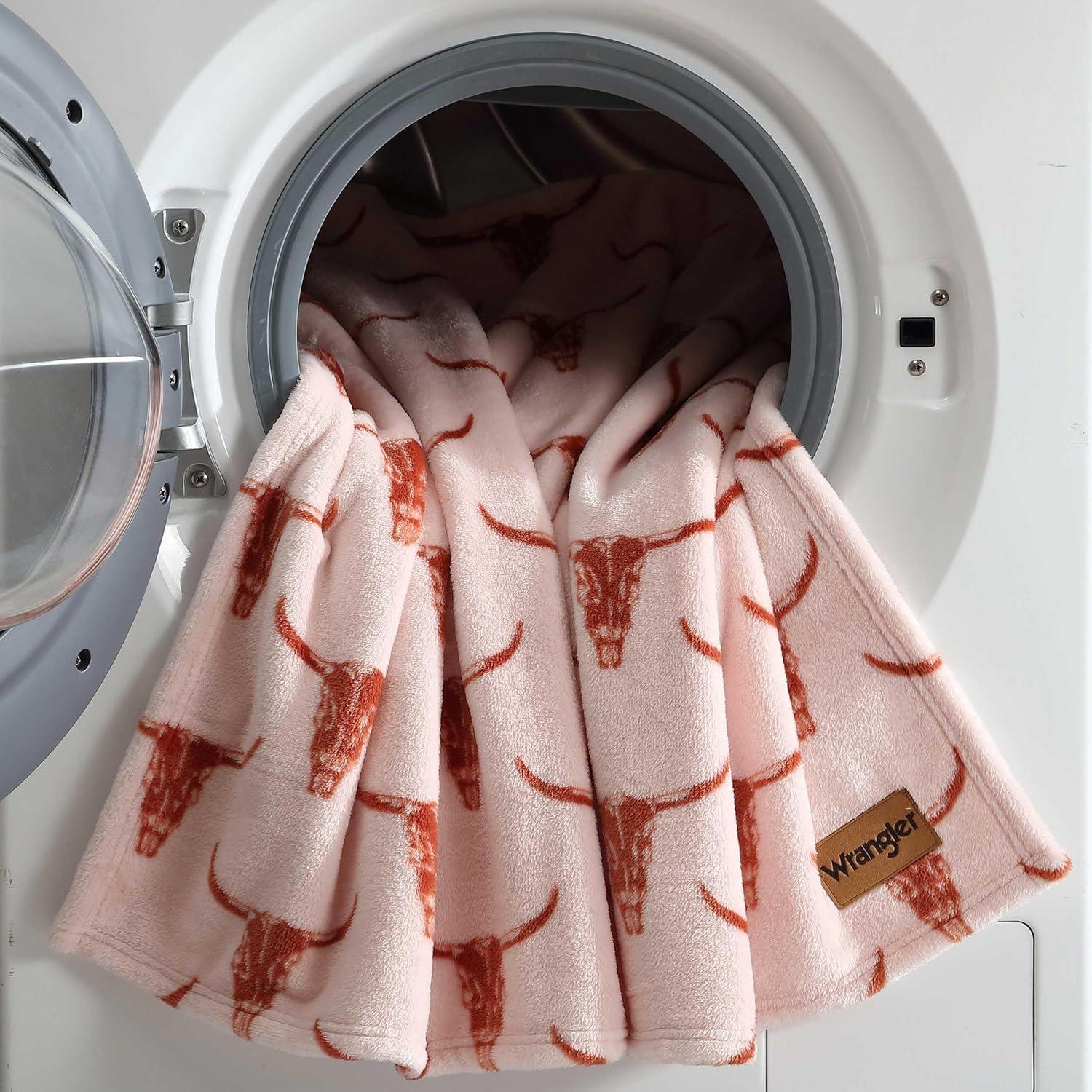 imageWrangler Throw Blanket Soft Plush Fleece Bedding Yellowstone Inspired Western Decor for Bed or Couch Knocking Boots Blue 50quot x 70quotSteer Head Peach