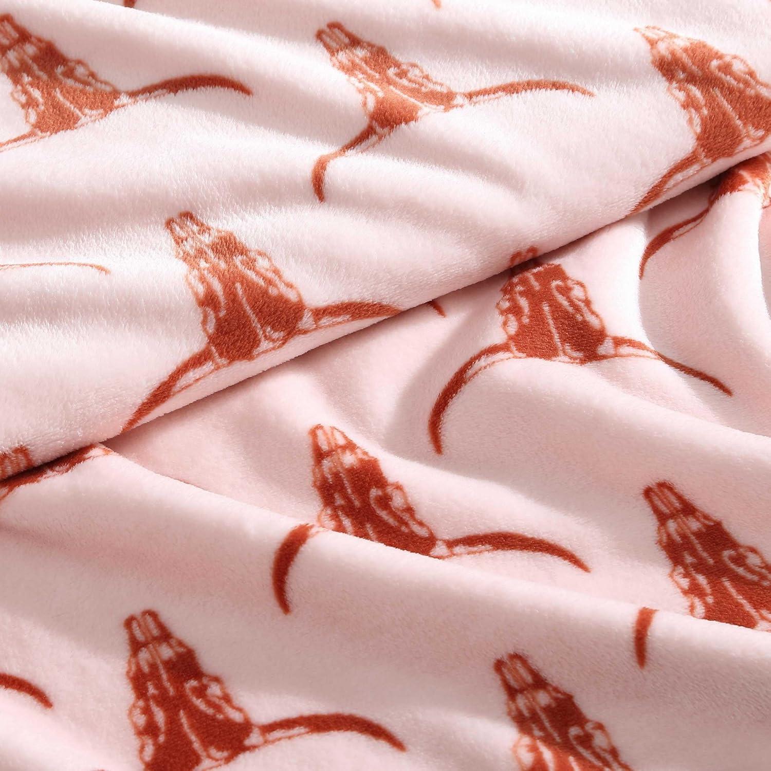 imageWrangler Throw Blanket Soft Plush Fleece Bedding Yellowstone Inspired Western Decor for Bed or Couch Knocking Boots Blue 50quot x 70quotSteer Head Peach