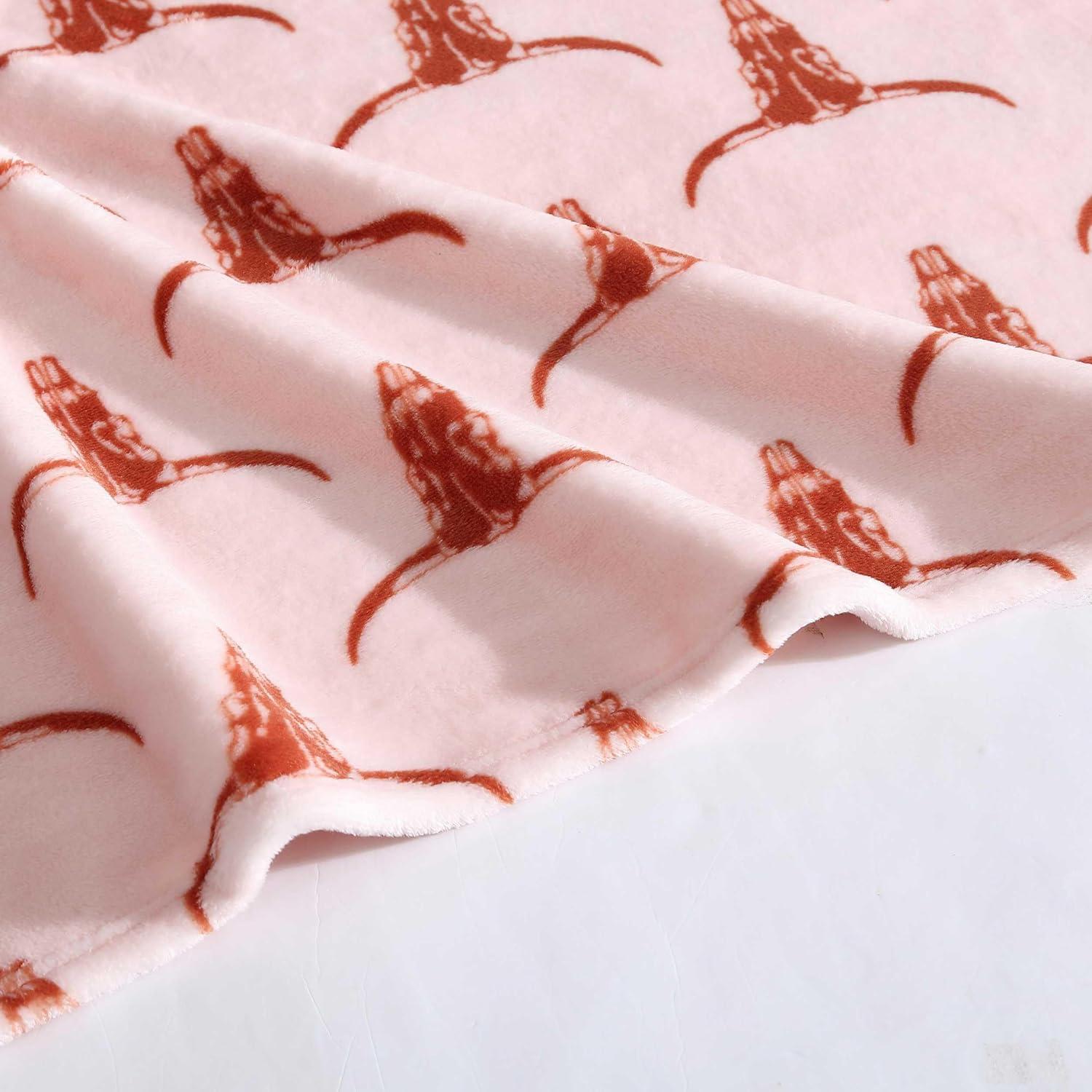 imageWrangler Throw Blanket Soft Plush Fleece Bedding Yellowstone Inspired Western Decor for Bed or Couch Knocking Boots Blue 50quot x 70quotSteer Head Peach