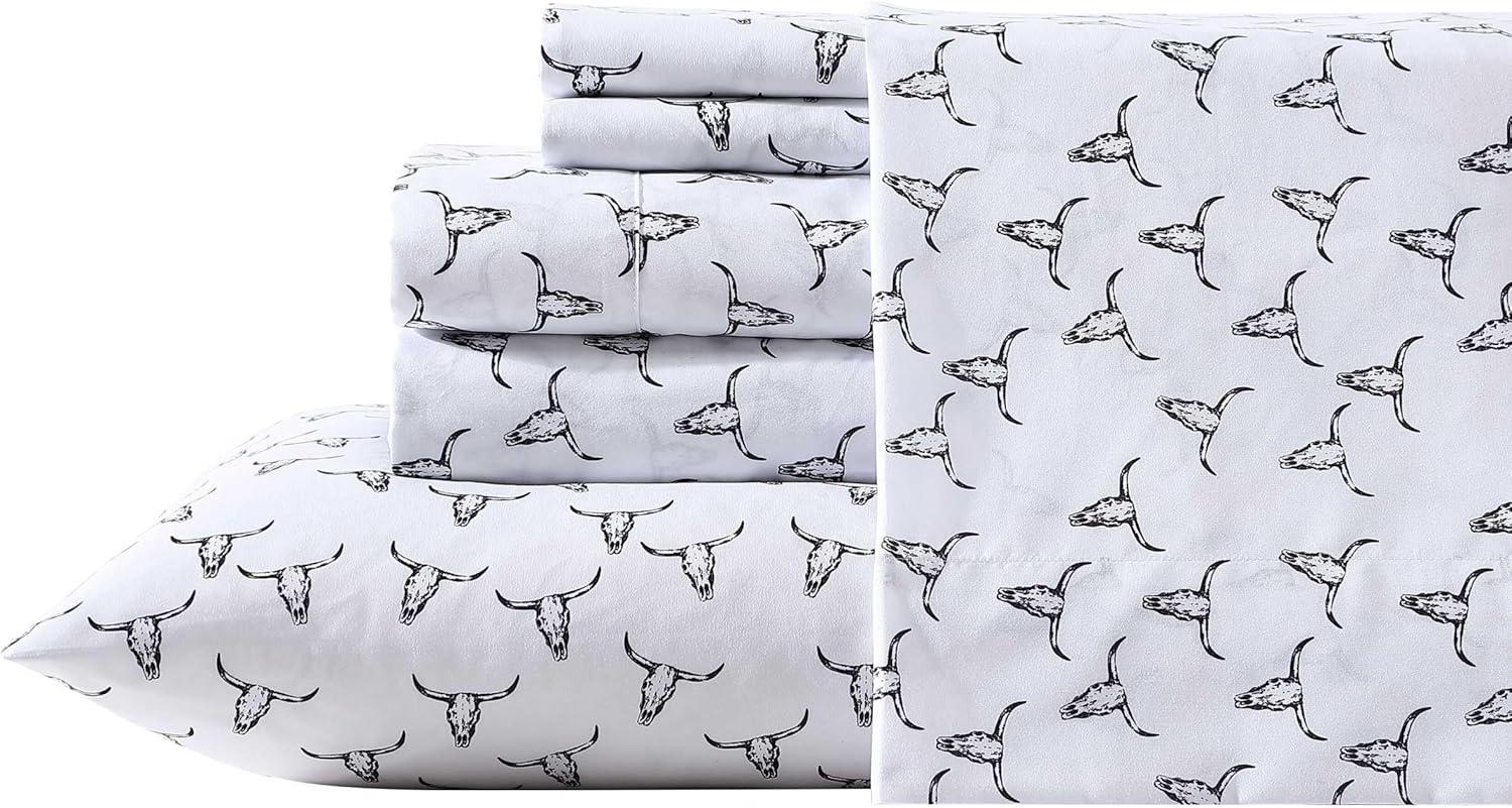 imageWrangler Twin Bed Sheets UltraSoft ampamp Lightweight Bedding with Matching Pillowcase Lightweight Bed Set for All Season Comfort OekoTex Certified Prairieland Paisley BlueSteer Skulls Black