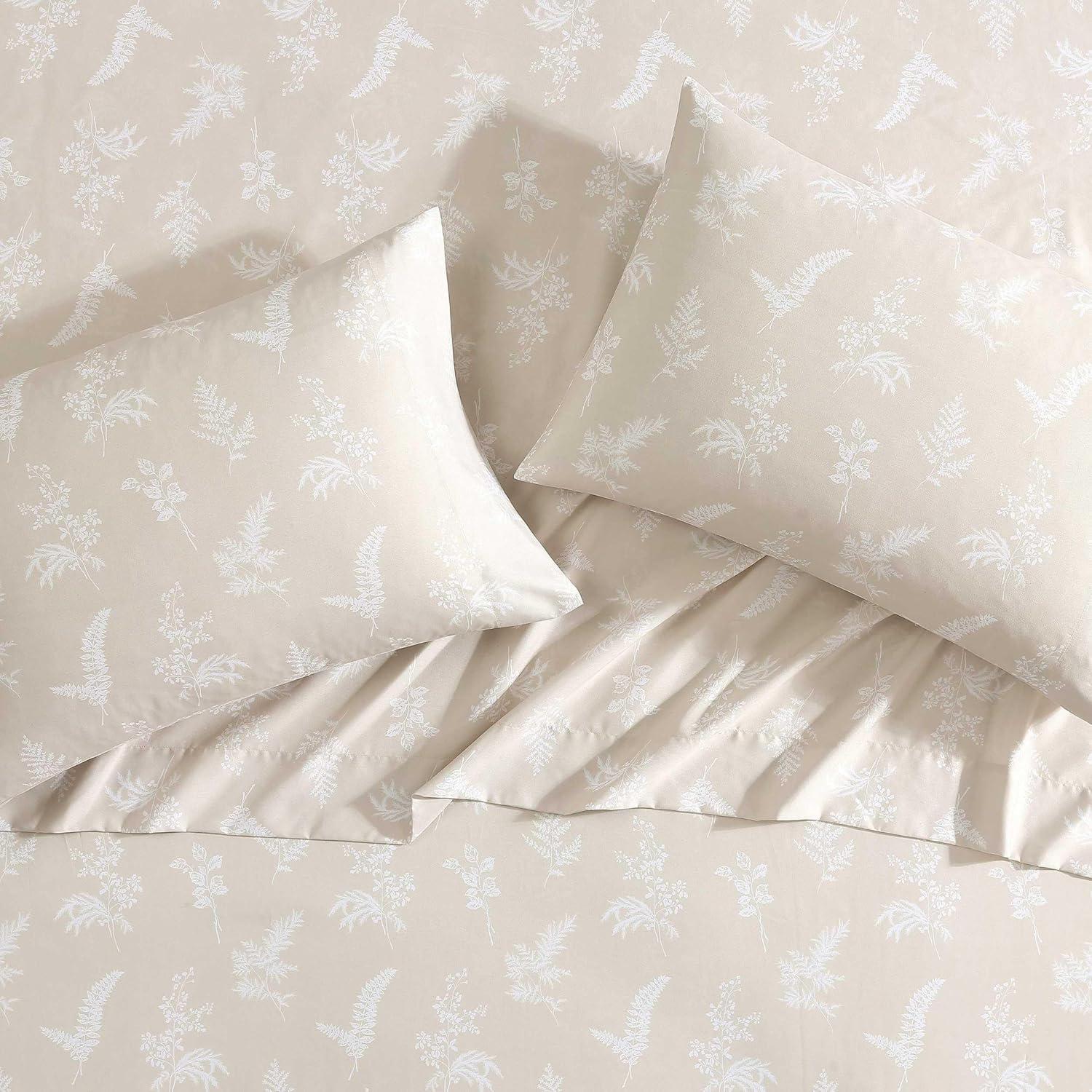 imageWrangler Twin Bed Sheets UltraSoft ampamp Lightweight Bedding with Matching Pillowcase Lightweight Bed Set for All Season Comfort OekoTex Certified Prairieland Paisley BlueFoliage Beige