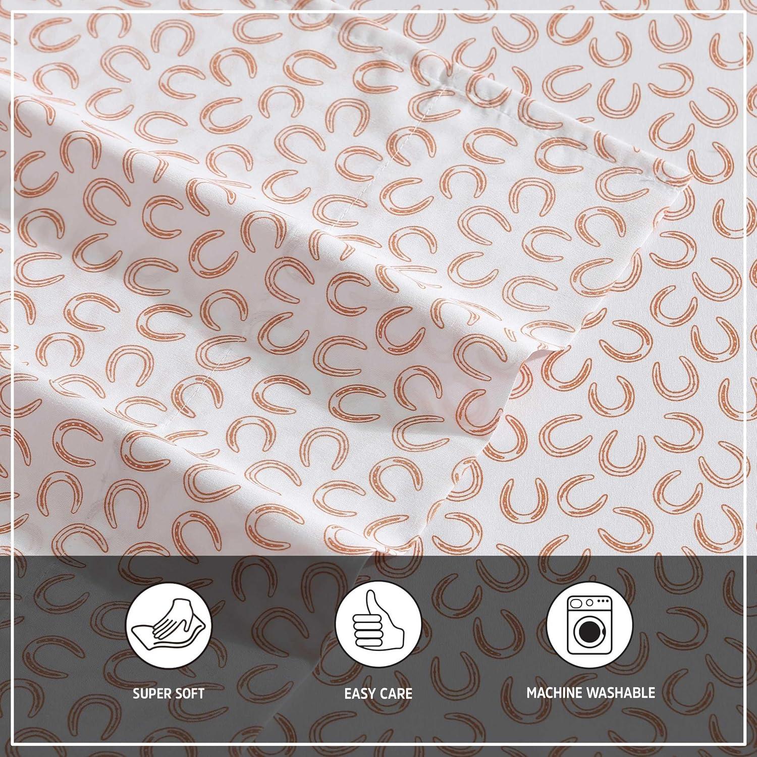 imageWrangler Twin Bed Sheets UltraSoft ampamp Lightweight Bedding with Matching Pillowcase Lightweight Bed Set for All Season Comfort OekoTex Certified Prairieland Paisley BlueHorseshoe Orange