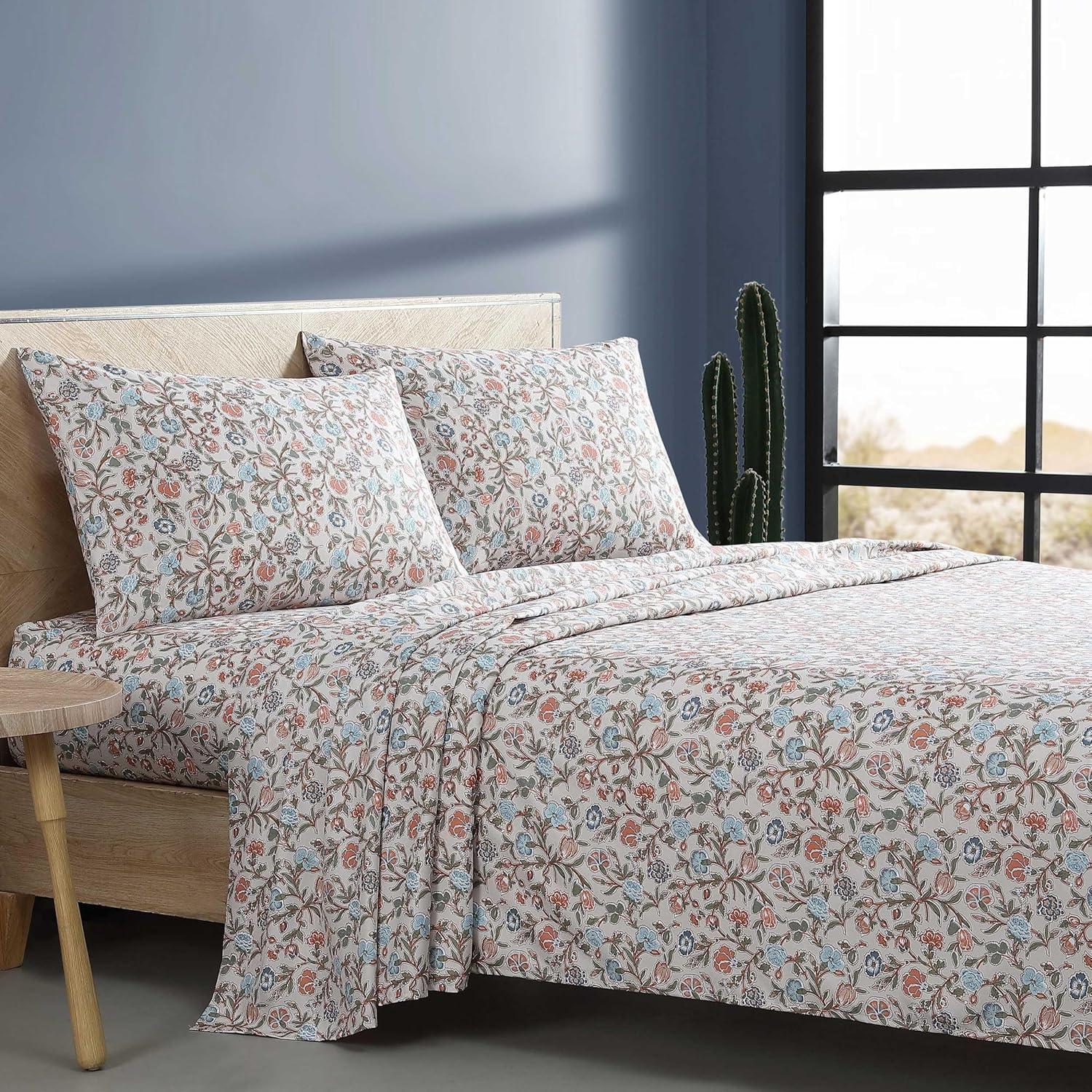 imageWrangler Twin Bed Sheets UltraSoft ampamp Lightweight Bedding with Matching Pillowcase Lightweight Bed Set for All Season Comfort OekoTex Certified Prairieland Paisley BlueWestward Floral Beige