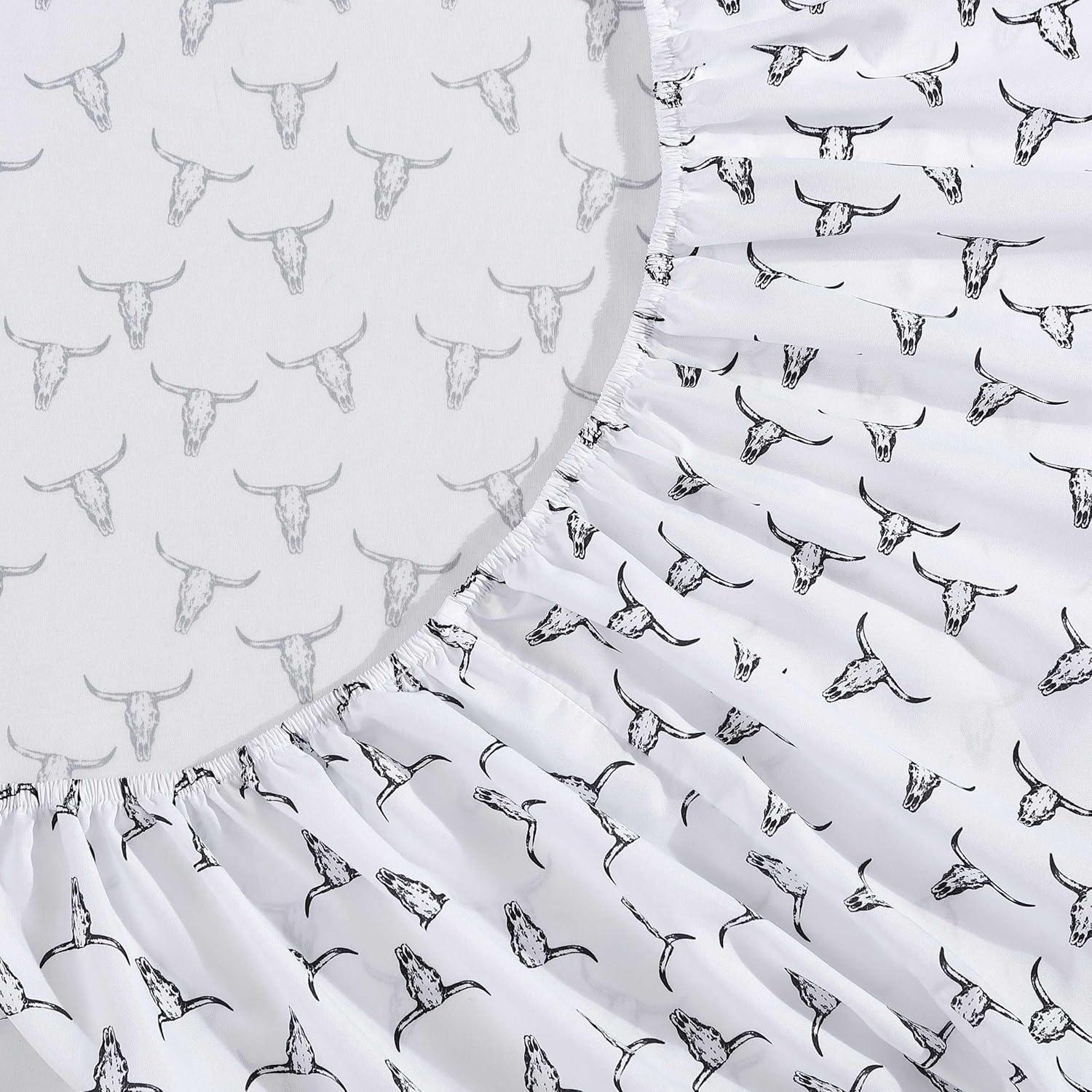 imageWrangler Twin Bed Sheets UltraSoft ampamp Lightweight Bedding with Matching Pillowcase Lightweight Bed Set for All Season Comfort OekoTex Certified Prairieland Paisley BlueSteer Skulls Black