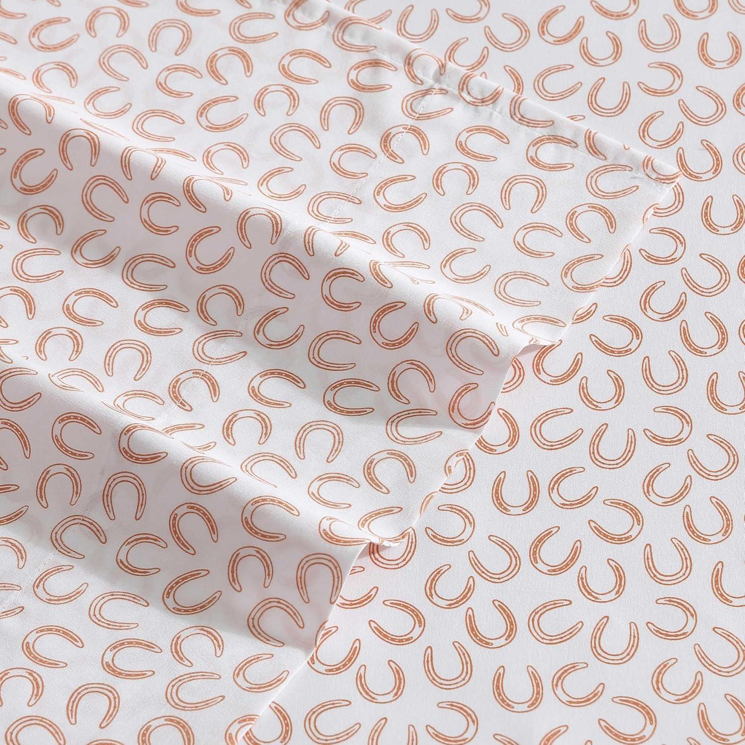 imageWrangler Twin Bed Sheets UltraSoft ampamp Lightweight Bedding with Matching Pillowcase Lightweight Bed Set for All Season Comfort OekoTex Certified Prairieland Paisley BlueHorseshoe Orange