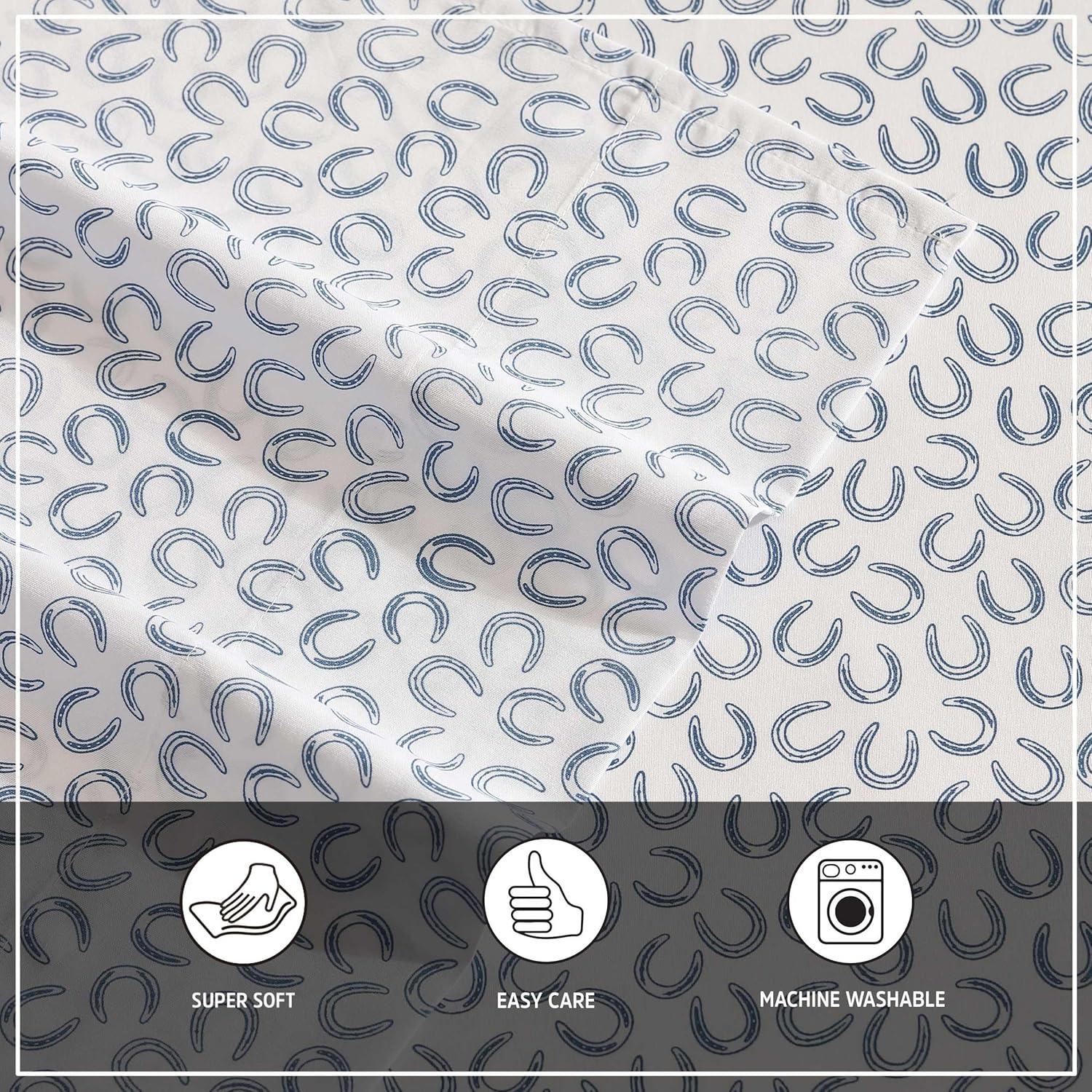 imageWrangler Twin Bed Sheets UltraSoft ampamp Lightweight Bedding with Matching Pillowcase Lightweight Bed Set for All Season Comfort OekoTex Certified Prairieland Paisley BlueHorseshoe Blue