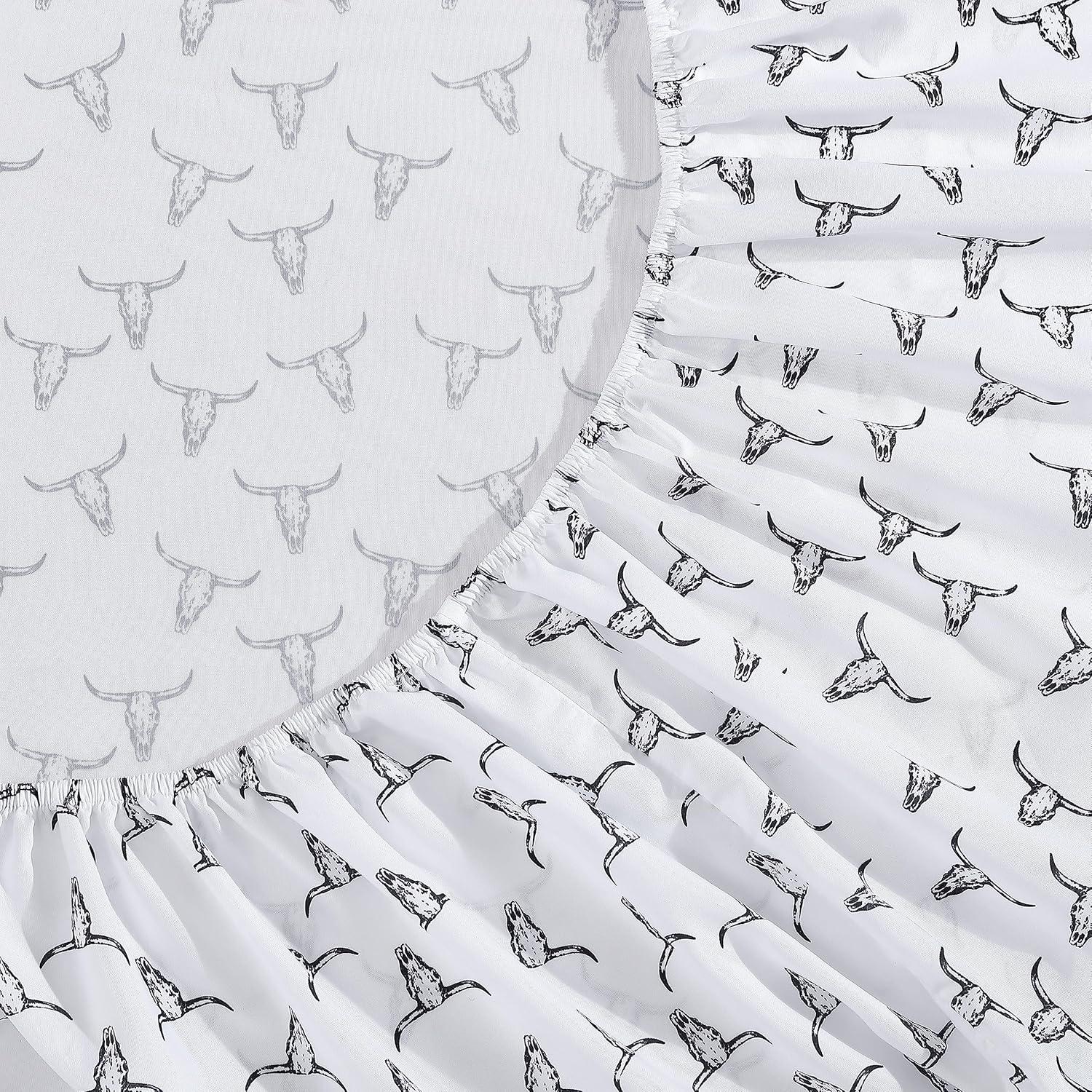 imageWrangler Twin Bed Sheets UltraSoft ampamp Lightweight Bedding with Matching Pillowcase Lightweight Bed Set for All Season Comfort OekoTex Certified Prairieland Paisley BlueSteer Skulls Black