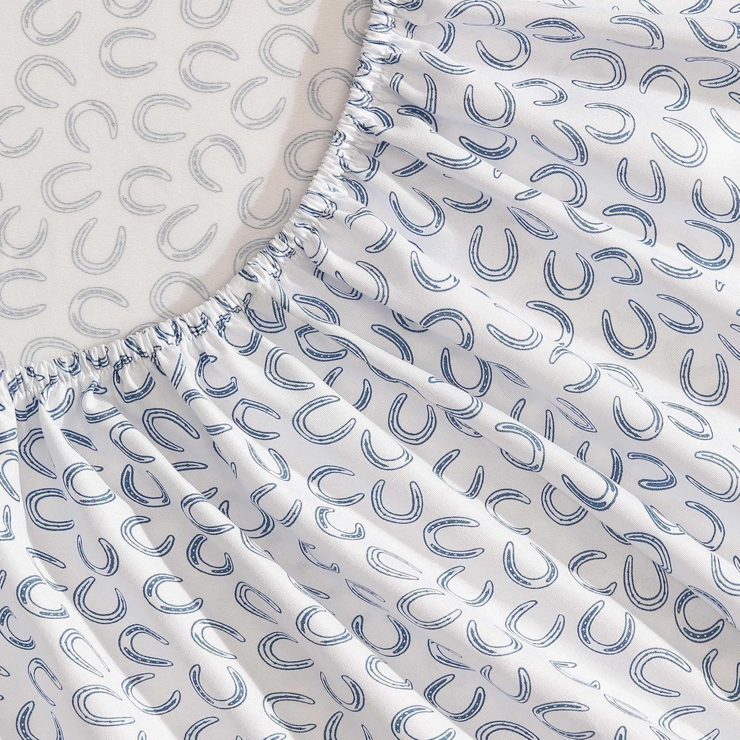 imageWrangler Twin Bed Sheets UltraSoft ampamp Lightweight Bedding with Matching Pillowcase Lightweight Bed Set for All Season Comfort OekoTex Certified Prairieland Paisley BlueHorseshoe Blue