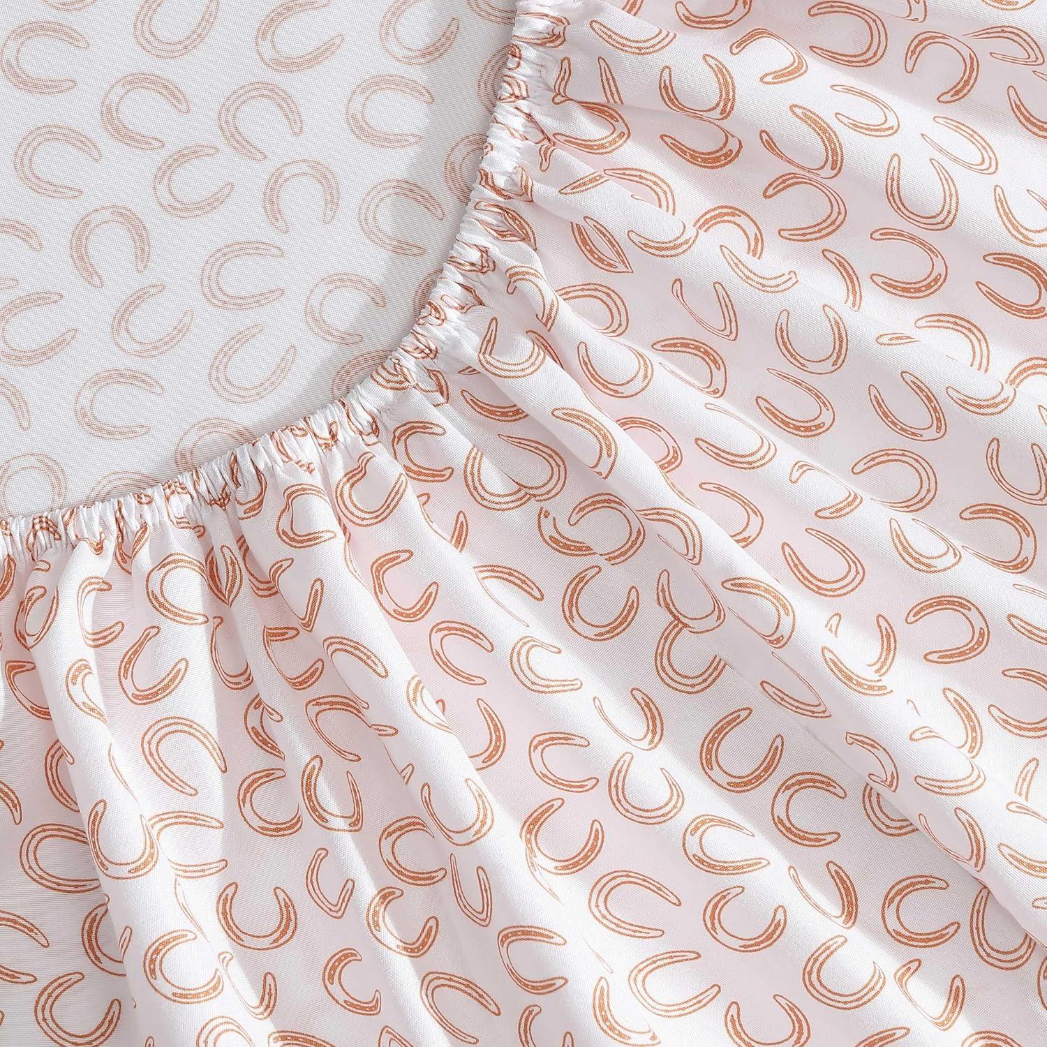 imageWrangler Twin Bed Sheets UltraSoft ampamp Lightweight Bedding with Matching Pillowcase Lightweight Bed Set for All Season Comfort OekoTex Certified Prairieland Paisley BlueHorseshoe Orange