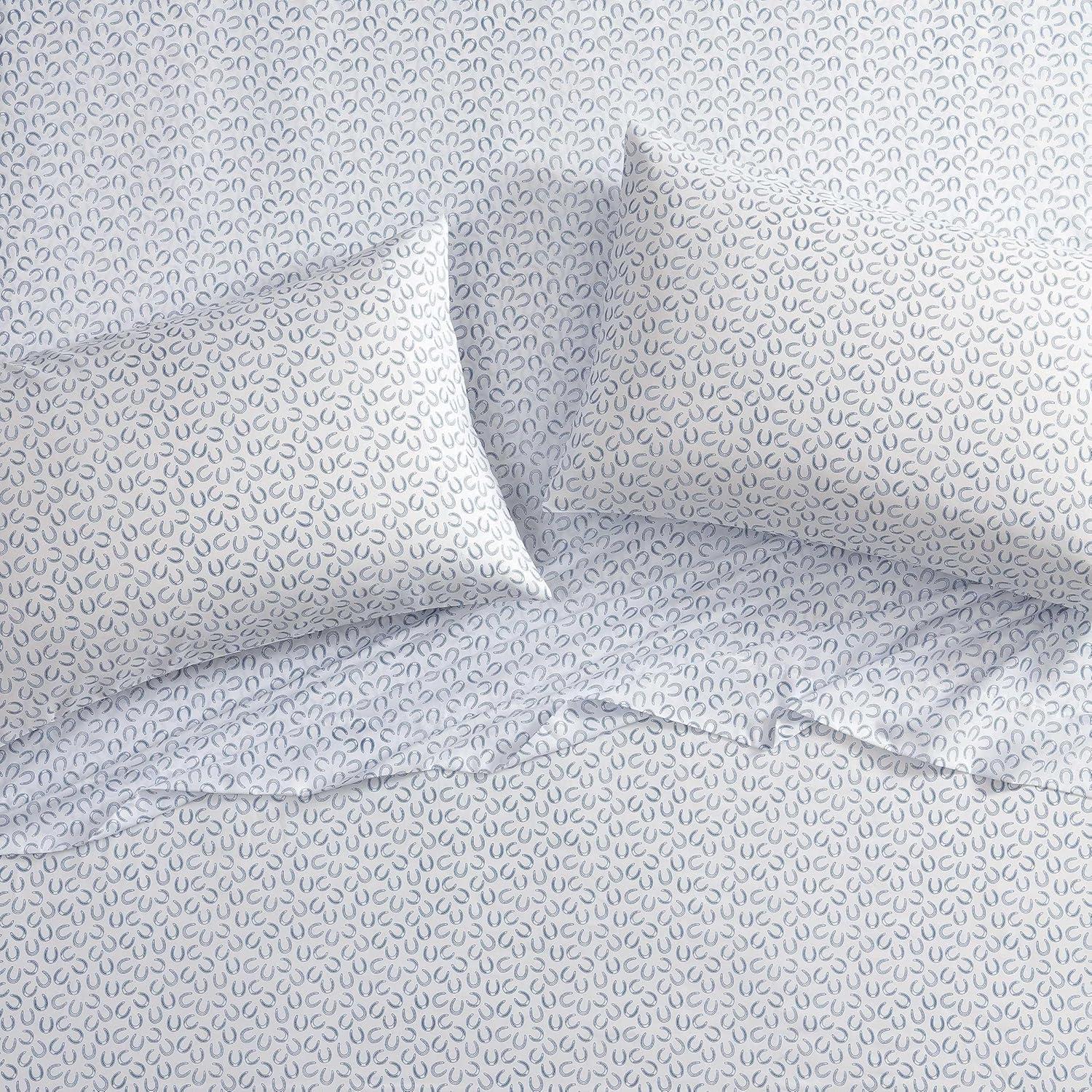 imageWrangler Twin Bed Sheets UltraSoft ampamp Lightweight Bedding with Matching Pillowcase Lightweight Bed Set for All Season Comfort OekoTex Certified Prairieland Paisley BlueHorseshoe Blue