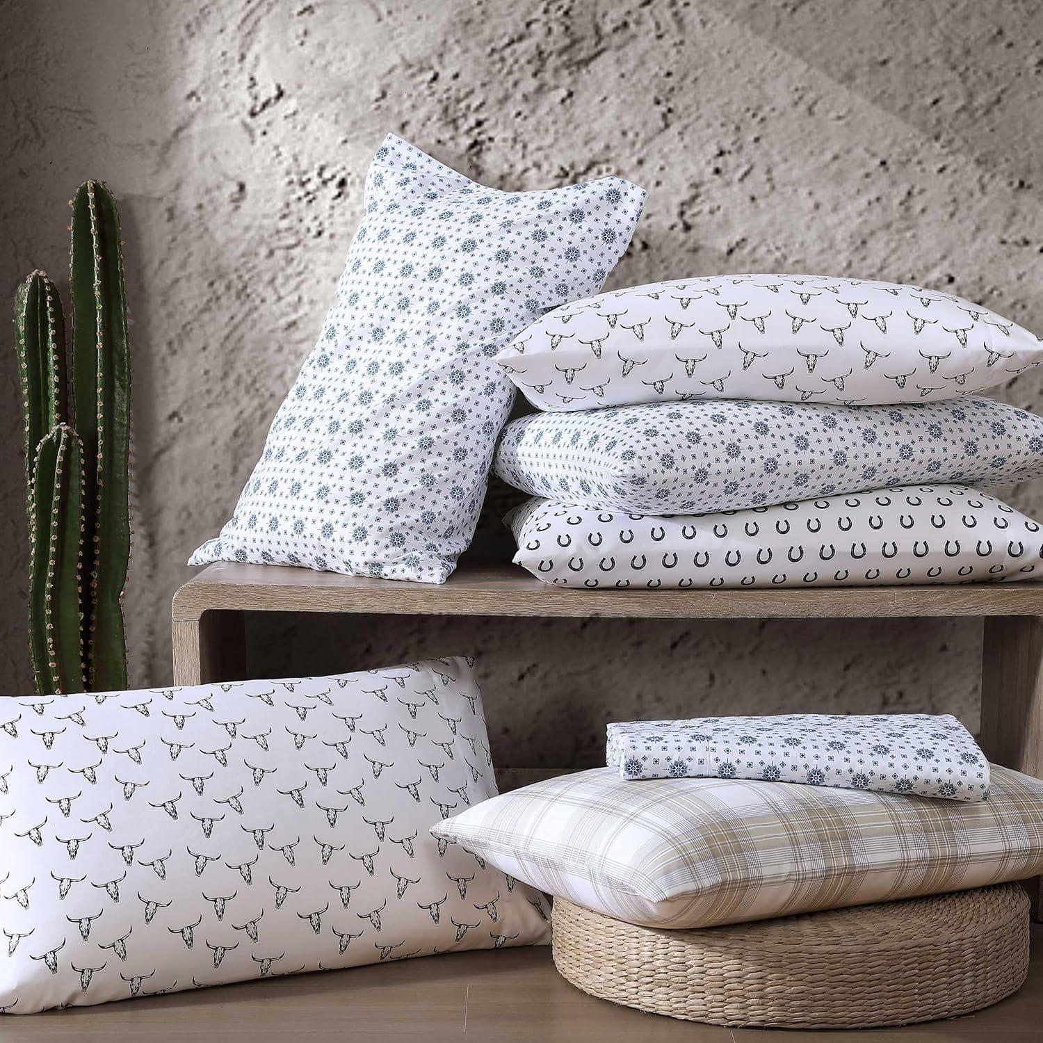 imageWrangler Twin Bed Sheets UltraSoft ampamp Lightweight Bedding with Matching Pillowcase Lightweight Bed Set for All Season Comfort OekoTex Certified Prairieland Paisley BlueSteer Skulls Black