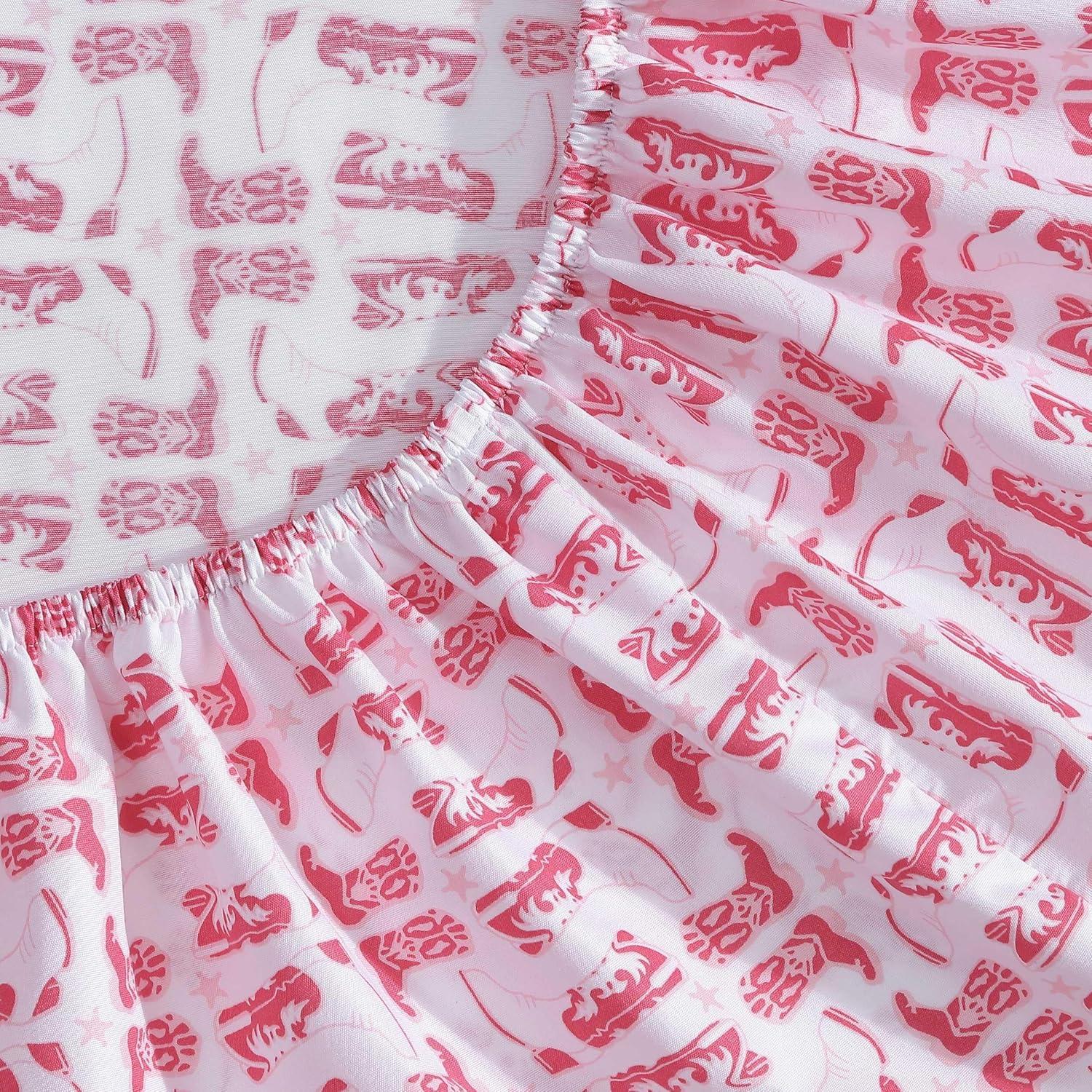 imageWrangler Twin Bed Sheets UltraSoft ampamp Lightweight Bedding with Matching Pillowcase Lightweight Bed Set for All Season Comfort OekoTex Certified Prairieland Paisley BlueKnockin Boots Pink