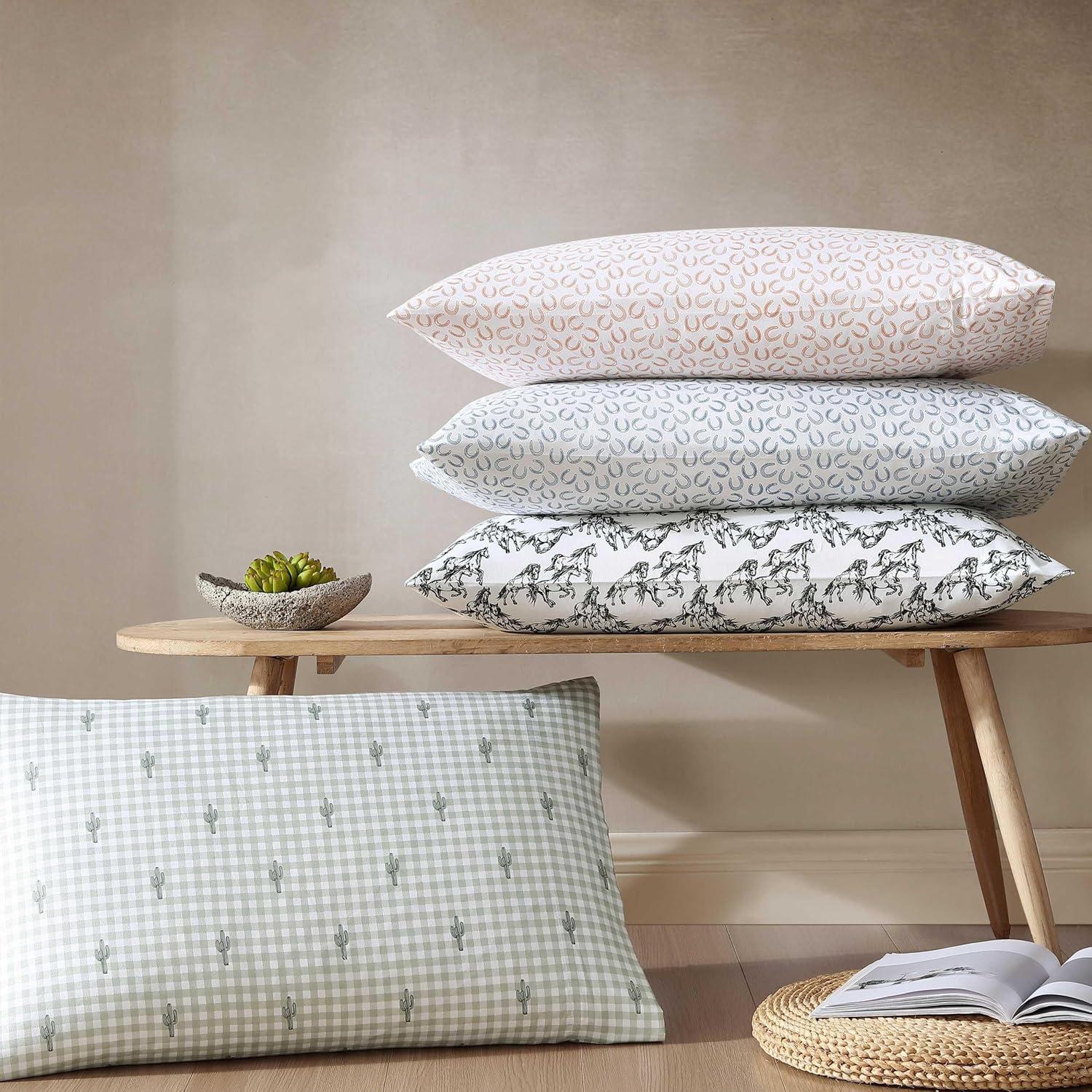 imageWrangler Twin Bed Sheets UltraSoft ampamp Lightweight Bedding with Matching Pillowcase Lightweight Bed Set for All Season Comfort OekoTex Certified Prairieland Paisley BlueHorseshoe Blue