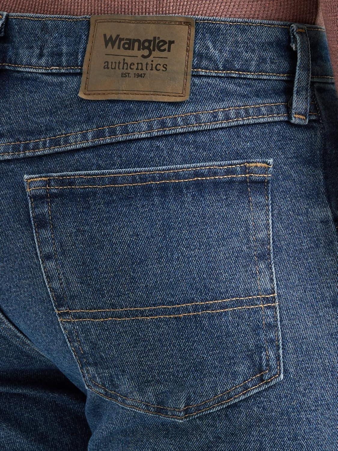 imageWrangler Authentics Mens Classic 5Pocket Regular Fit Flex JeanDark Stonewash Flex