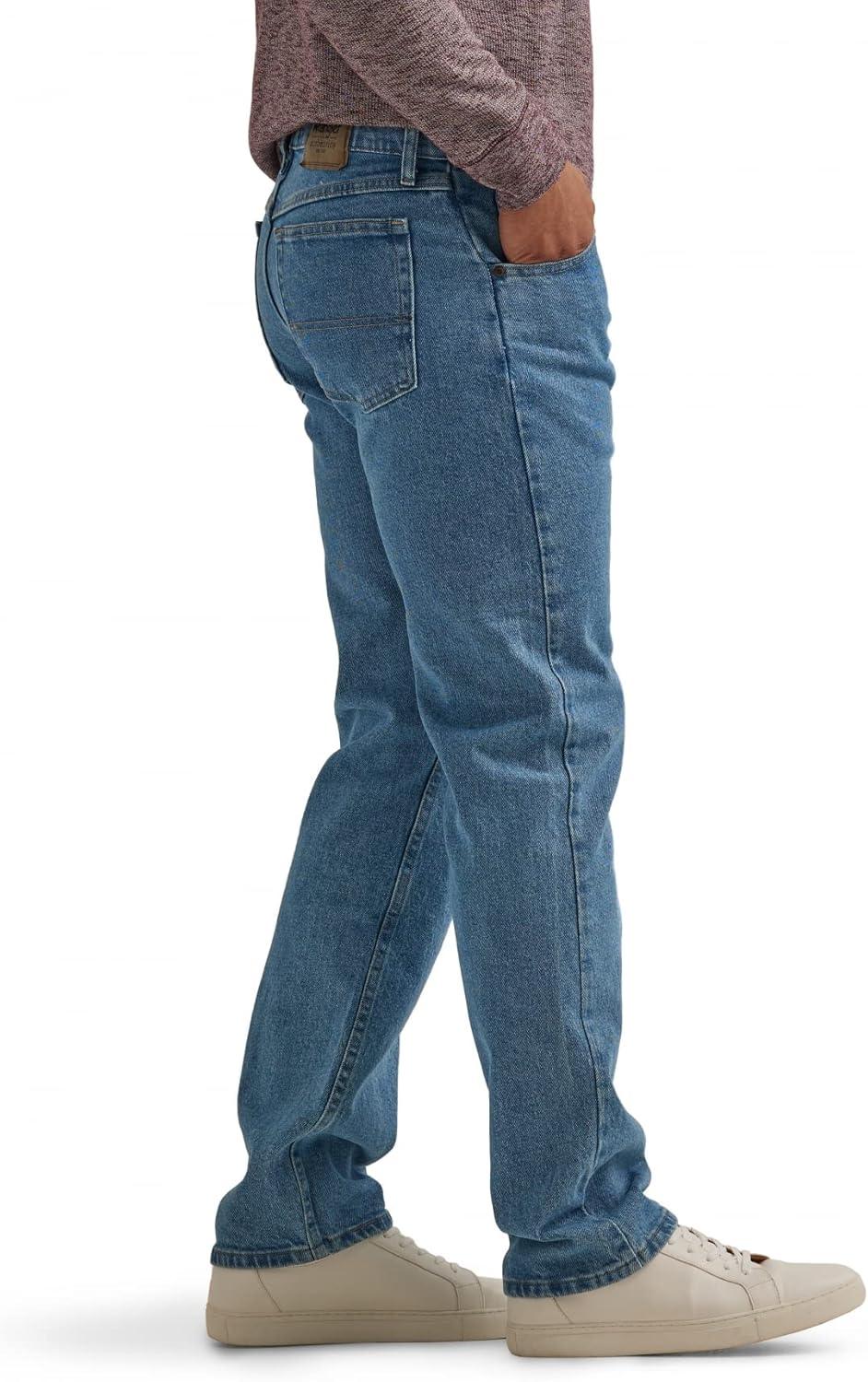 imageWrangler Authentics Mens Classic 5Pocket Regular Fit Flex JeanLight Stonewash Flex