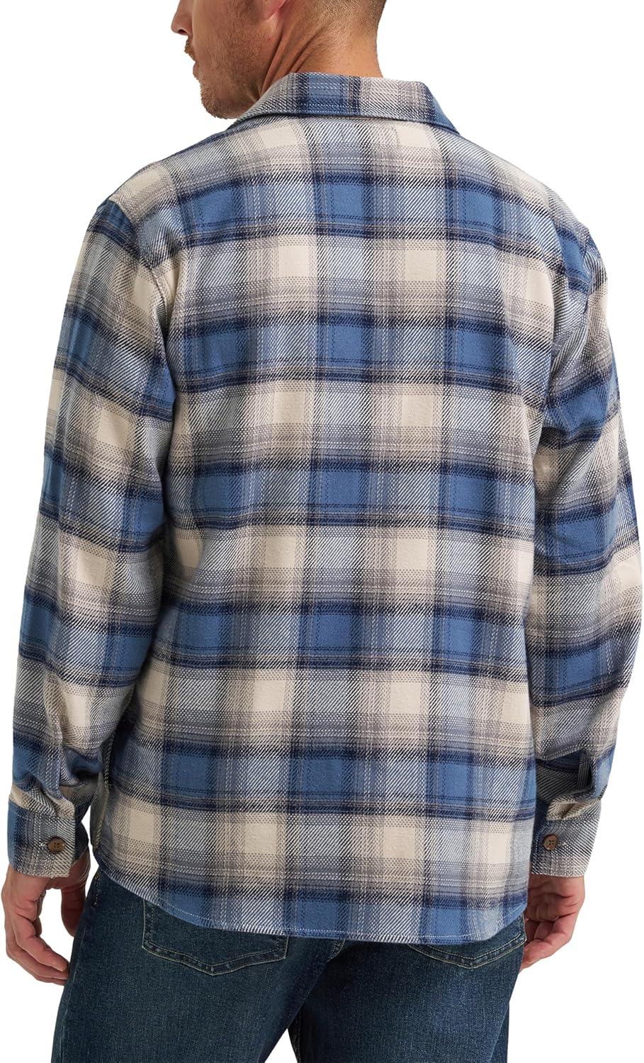 imageWrangler Authentics Mens Long Sleeve Flannel Shirt JacketBering Sea Plaid