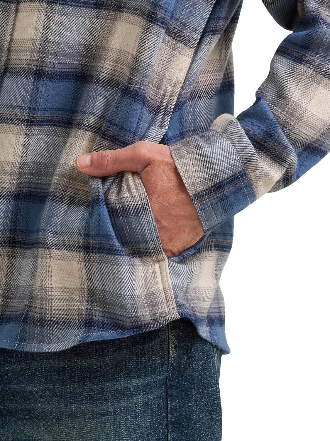 imageWrangler Authentics Mens Long Sleeve Flannel Shirt JacketBering Sea Plaid