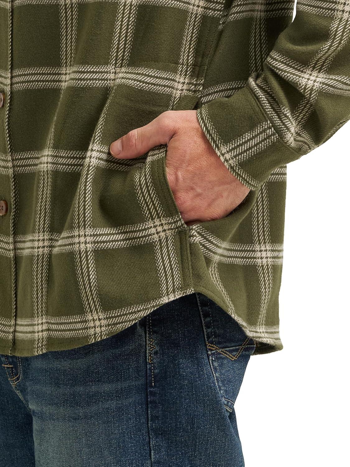 imageWrangler Authentics Mens Long Sleeve Flannel Shirt JacketForest Night Plaid