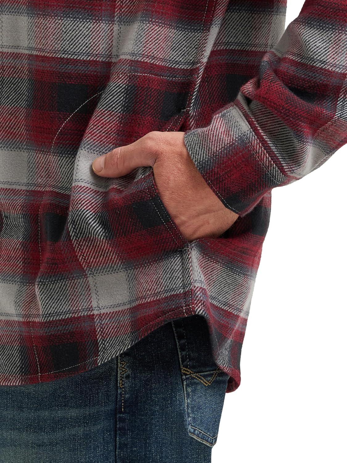 imageWrangler Authentics Mens Long Sleeve Flannel Shirt JacketSyrah Plaid