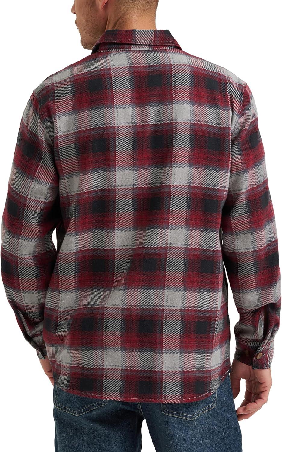imageWrangler Authentics Mens Long Sleeve Flannel Shirt JacketSyrah Plaid