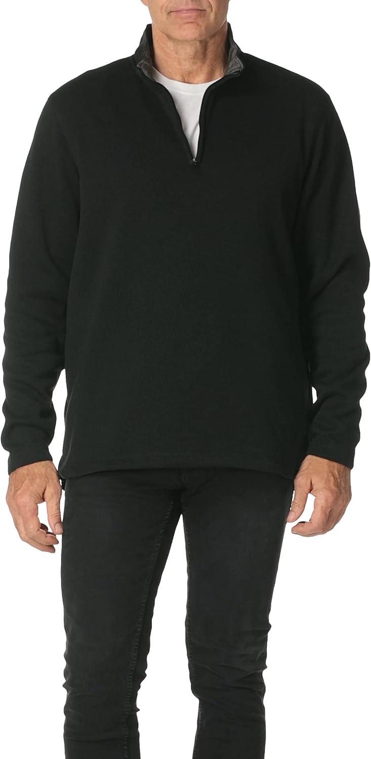 imageWrangler Authentics Mens Long Sleeve Fleece QuarterZipCaviar