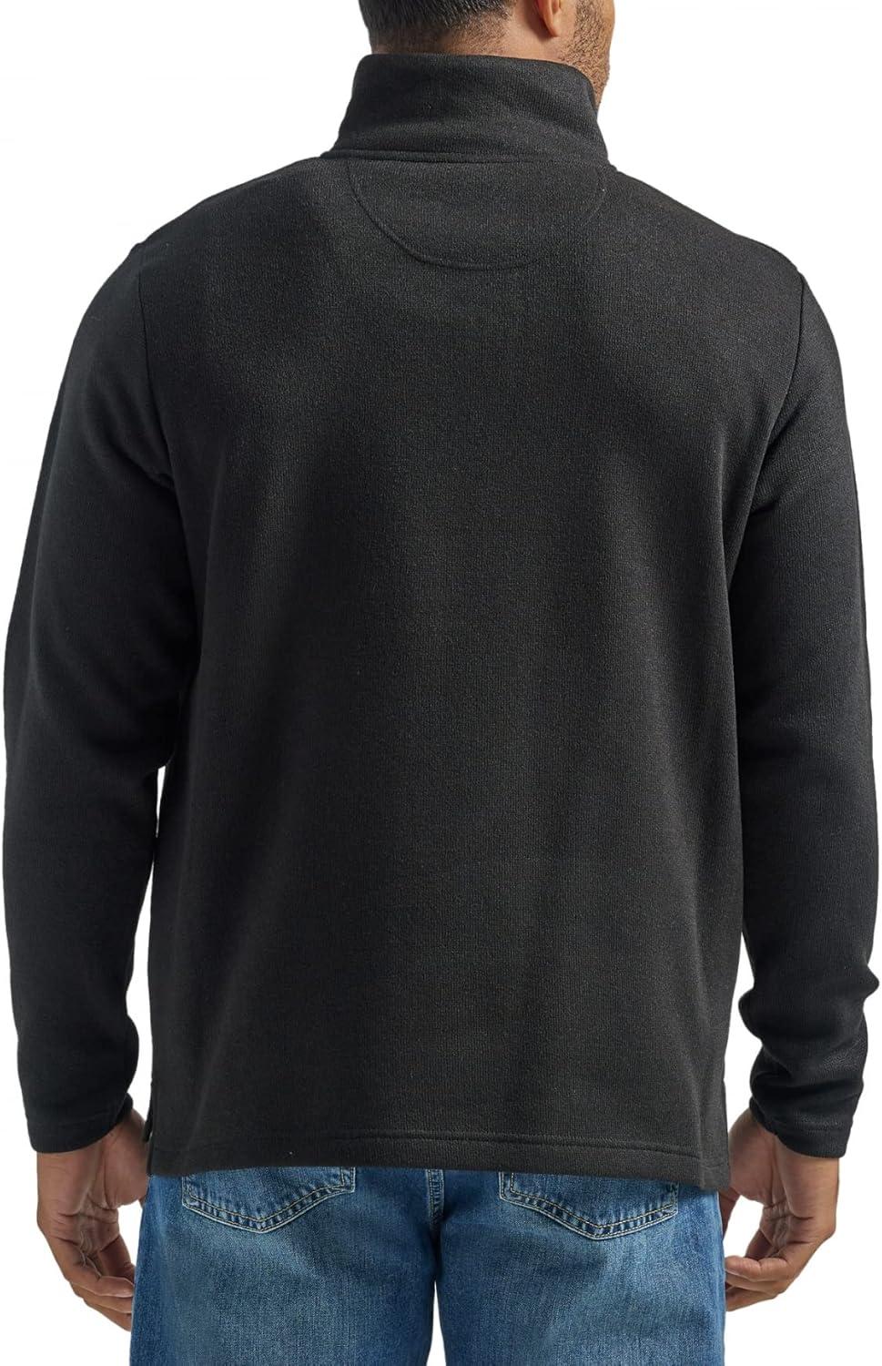 imageWrangler Authentics Mens Long Sleeve Fleece QuarterZipCaviar