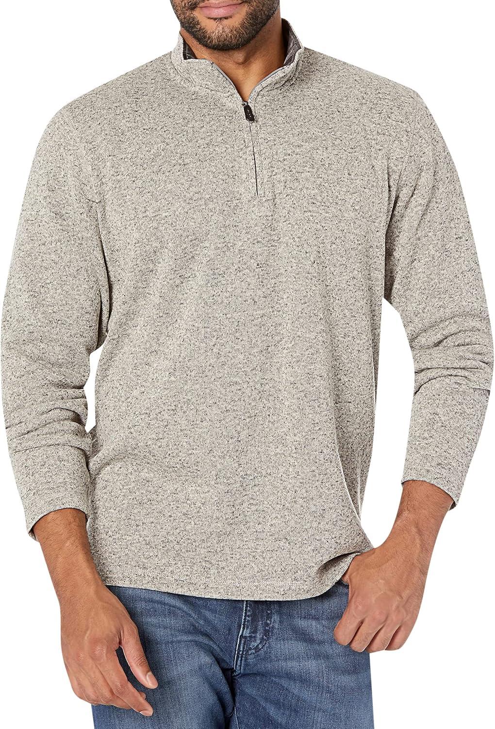 imageWrangler Authentics Mens Long Sleeve Fleece QuarterZipLight Heather Gray
