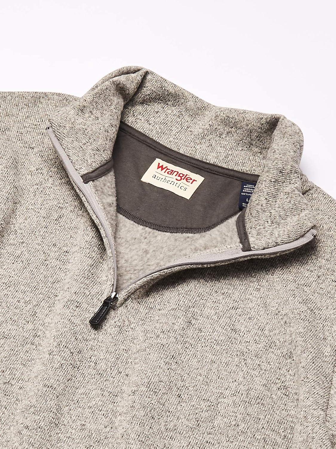 imageWrangler Authentics Mens Long Sleeve Fleece QuarterZipLight Heather Gray