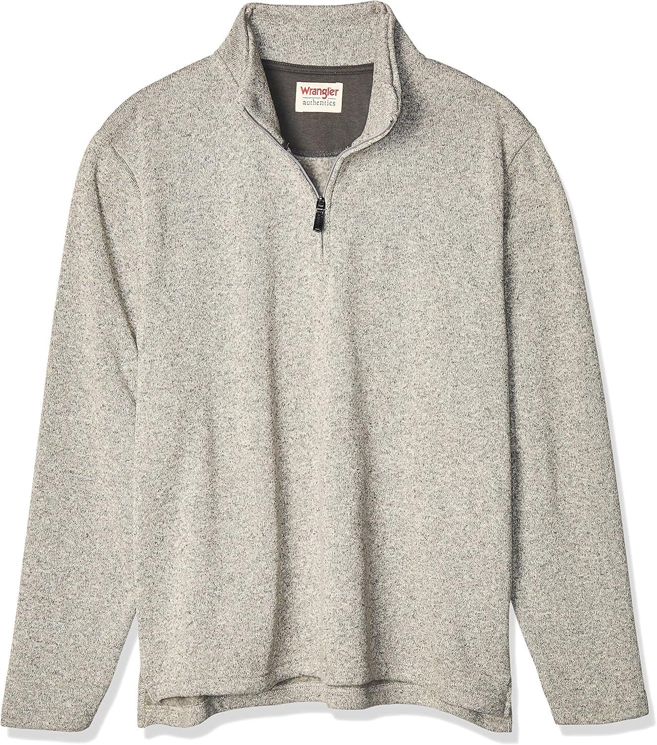 imageWrangler Authentics Mens Long Sleeve Fleece QuarterZipLight Heather Gray