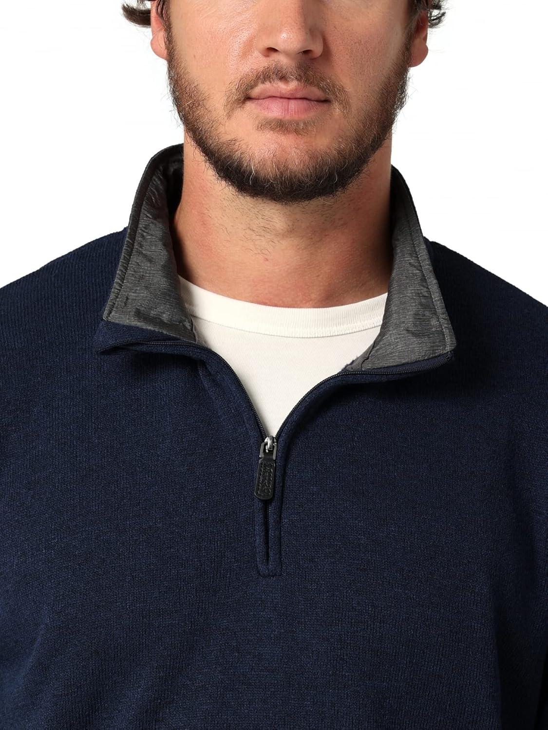 imageWrangler Authentics Mens Long Sleeve Fleece QuarterZipMood Indigo