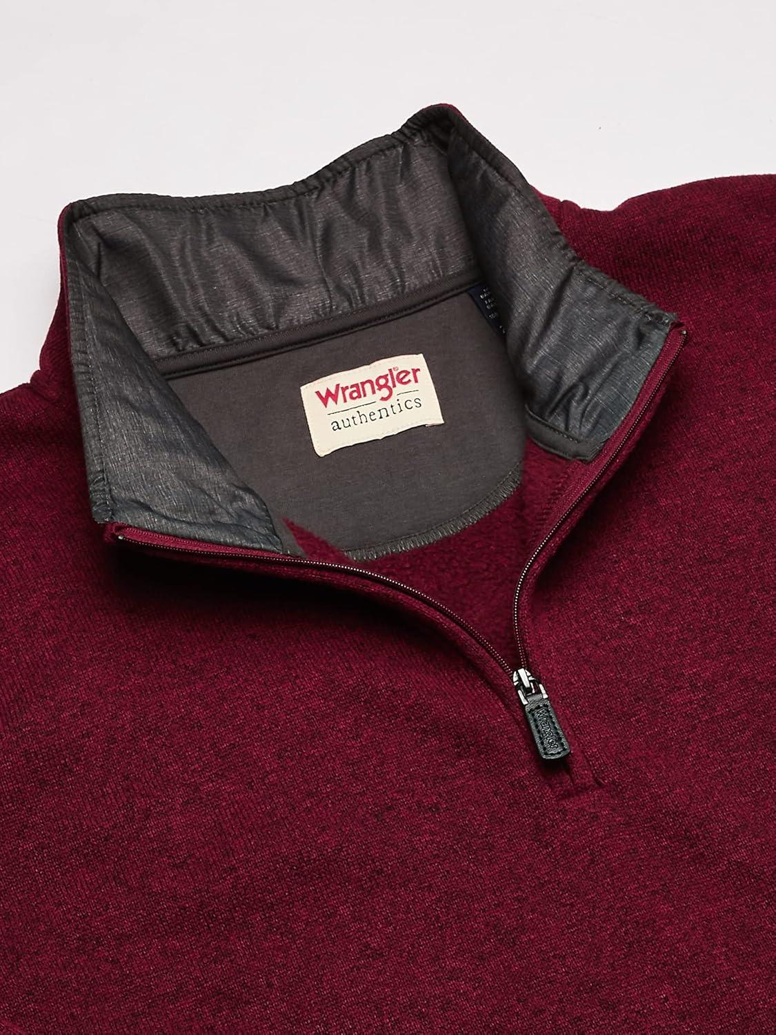 imageWrangler Authentics Mens Long Sleeve Fleece QuarterZipZinfandel Heather